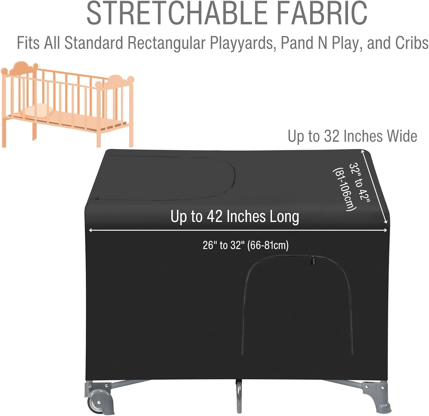 Pandaear Blackout Cover for Pack N Play, Breathable Crib Canopy Cover Tent for Pack and Play, Portable Stretchy Baby Netting for Indoor & Outdoor image number 5