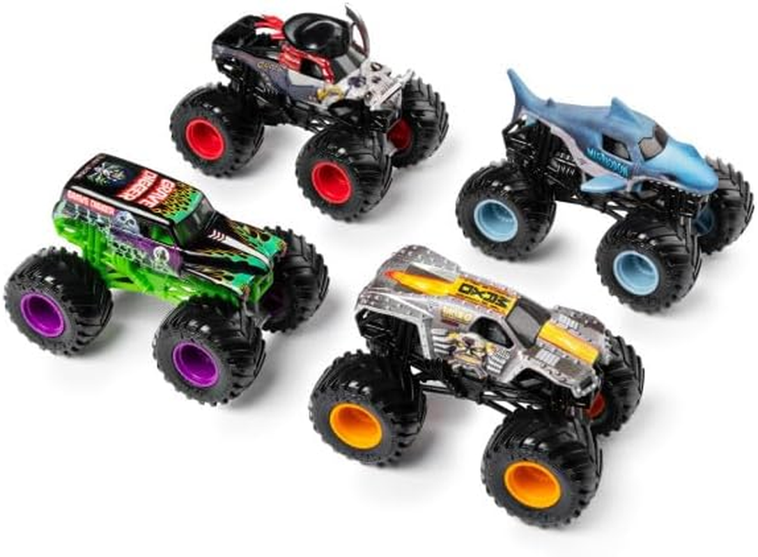 Monster Jam, 4 Pack Land Vs. Sea 1:64 Scale Die-Cast Toy Cars (Grave Digger, Max-D, Megalodon, Pirate'S Curse) image number 3