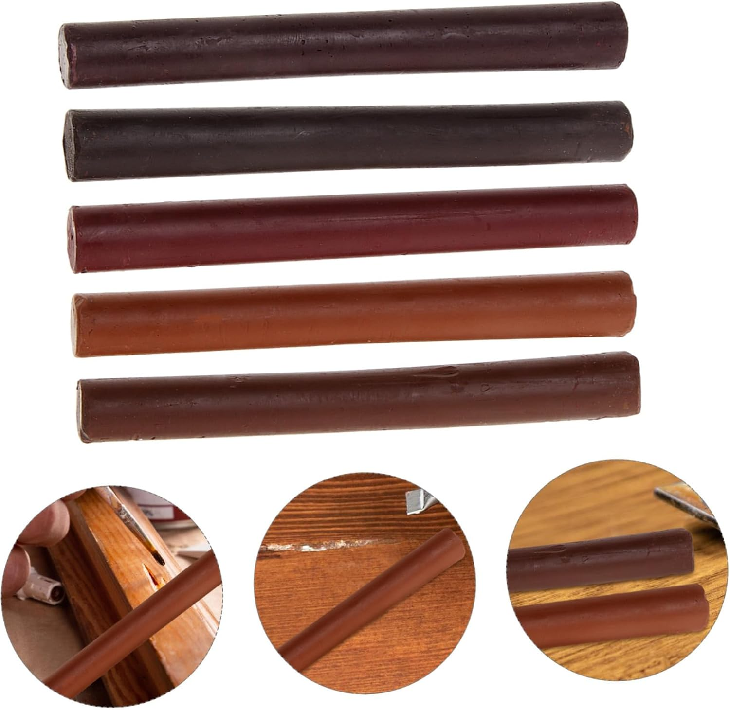 5Pcs Hardwood Floor Repair Kit Furniture Refinishing Crayons Scratch Repair Markers Touch-Up Paint Pen Multi-Use for Wood Floors image number 3