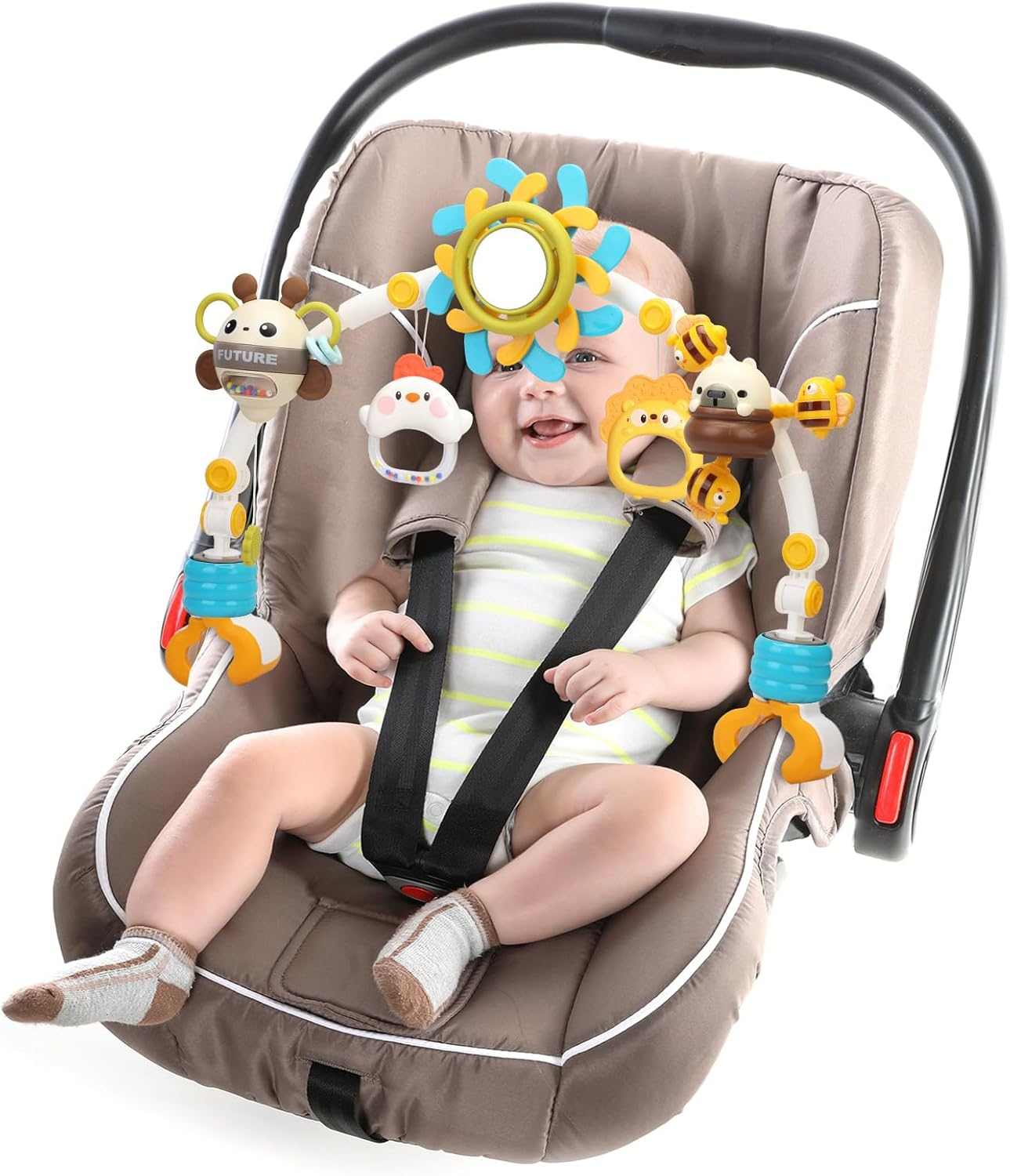 Baby Stroller Toy, Bouncer Toy Bar, Flexible Activity Arch Pram Toys for Toddlers (Blue)