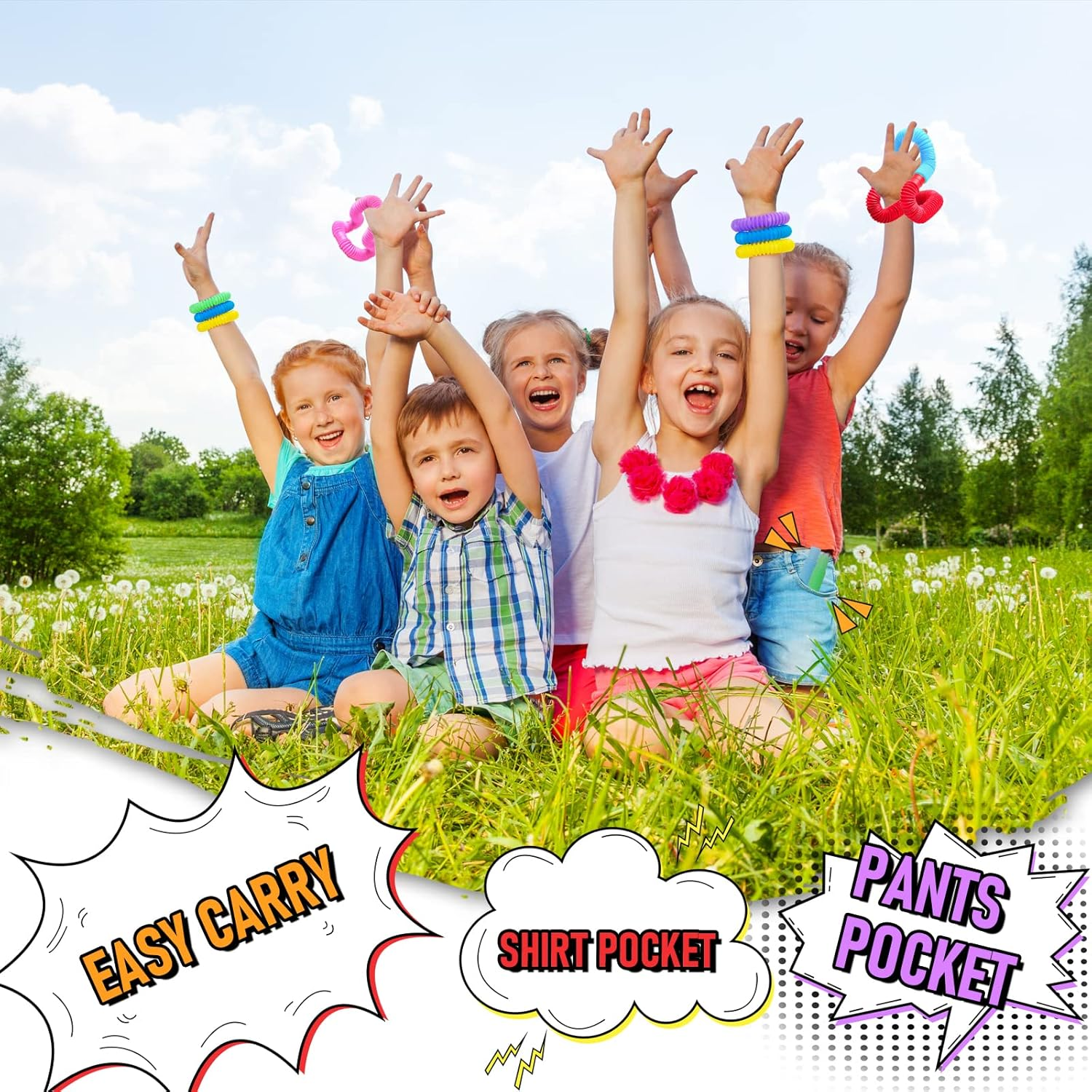 12 Pack Pop Tubes Sensory Toys with 6 Colors for Kids&Toddlers,Stress and Anxiety Relief Fidget Toy ,Imaginative Play & Fine Motor Skills Learning,Tons of Ways to Play,Connect, Stretch, Twist & Pop