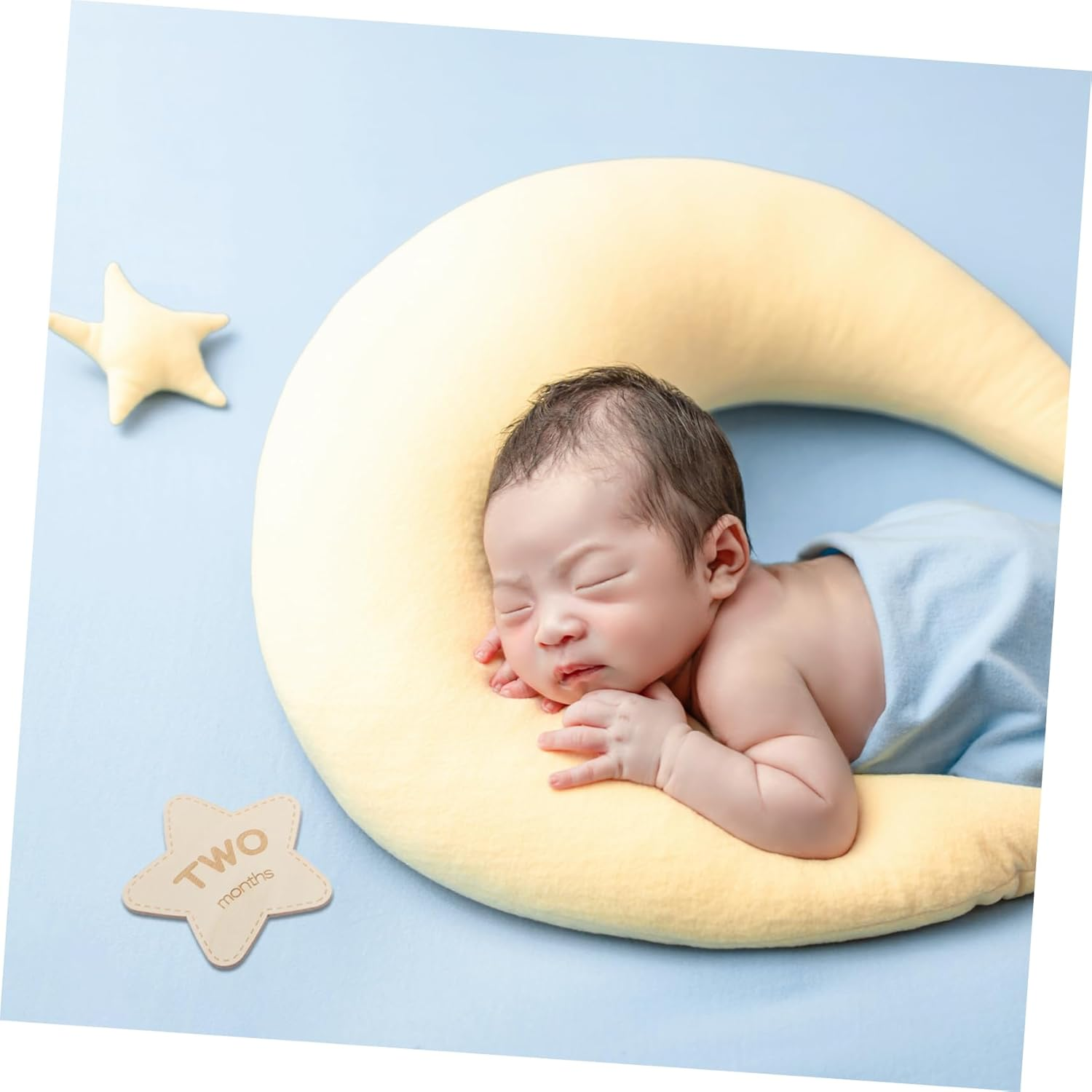 6Pcs Wooden Star Plaque Newborn Commemorative Sign Monthly Marker Keepsake Props for Photography image number 3