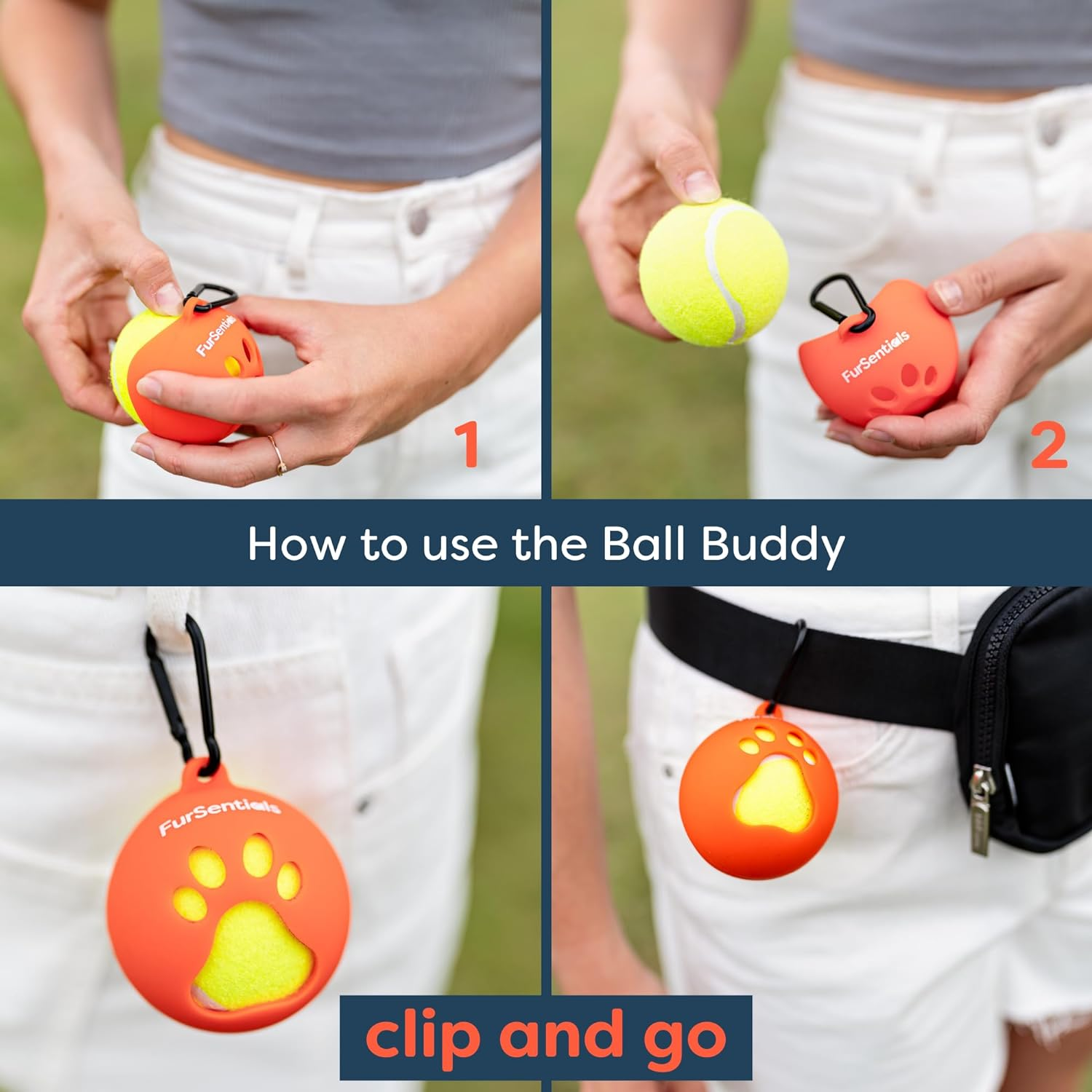 Dog Squeaky Tennis Ball with Silicone Dog Ball Holder for Dog Leash - with Carabinar Attachment Clip - Squeaky Dog Toy Is a Dog Leash Accessory - Hands-Free Dog Walking Accessory_Mint Green Ball Buddy image number 5