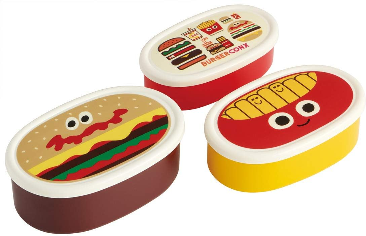 Skater SRS3SAG Bento Box, Sealed Containers, Storage Containers, Set of 3, Silver Ion, Ag+ Antibacterial, Burger Conx, Made in Japan, 30.9 Fl Oz (860 Ml)