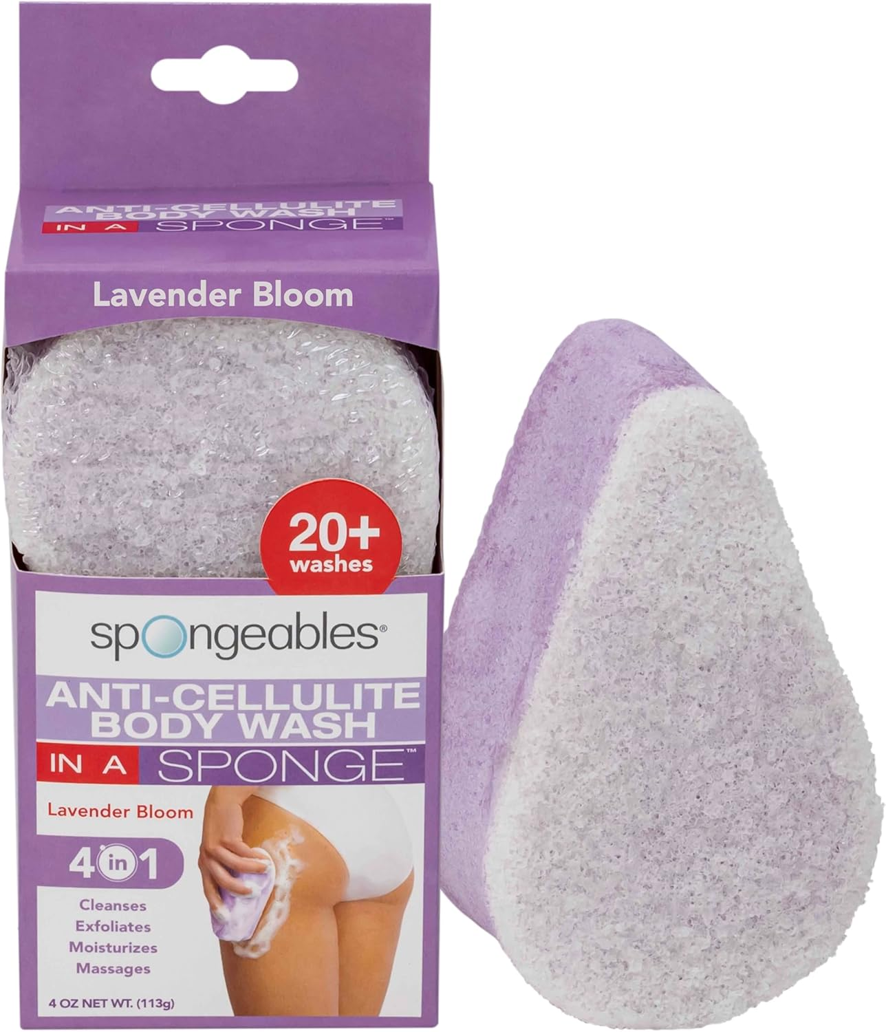 Spongeables anti Cellulite Body Wash in a 20+ Wash Sponge, Lavender, 1 Count image number 2