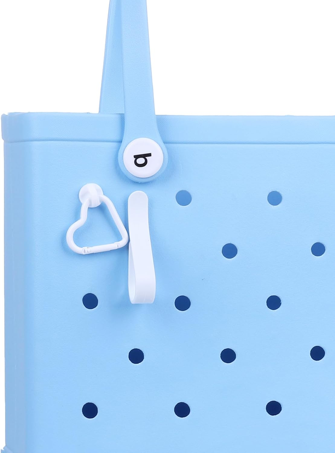 Vagocom Hook + Keychain Clip Accessory for Bogg Bag and Simply Southern Tote, Cute Heart Shaped Key Chain Clip Charm Decorative for Rubber Beach Handbag(White) - White image number 3