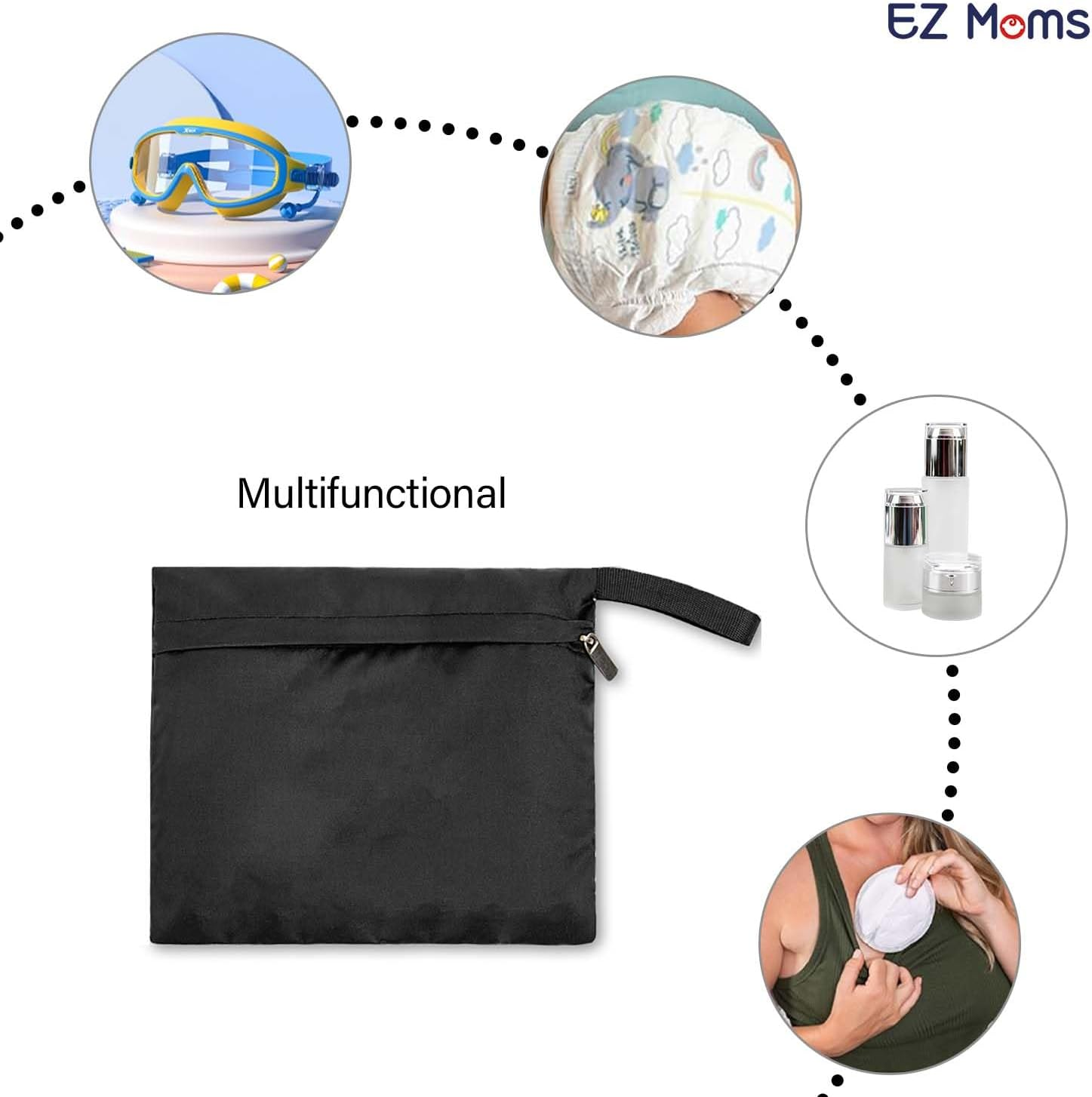 EZ Moms 6 Pcs Wet Bag Small Zipper Bags for Organizing 5.5''X6.1'' Wet Bags for Baby Reusable Waterproof Zipper Pouch Multipurpose Small Bag for Travel, Cosmetic, Beach, Swim, Gym, Pool, Make Up image number 3