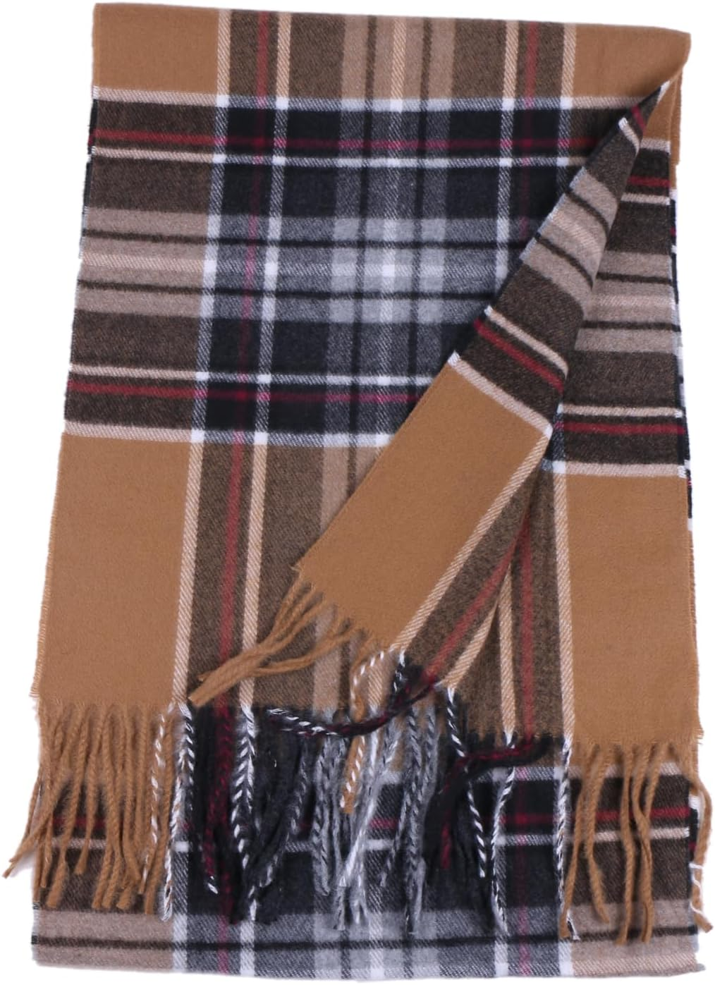 Herringbone Houndstooth Checked Pattern Cashmere Feel Classic Soft Luxurious Winter Scarf for Men Women image number 2