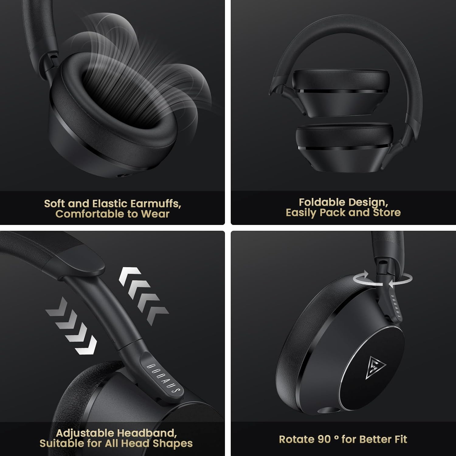 DOUQAS Wired over Ear Headphones, Studio Monitor & Mixing DJ Headphones, 50Mm Pu Titanium Plated Speakers with Neodymium Magnets, Detachable Audio Jack for Podcast Guitar Recording image number 5