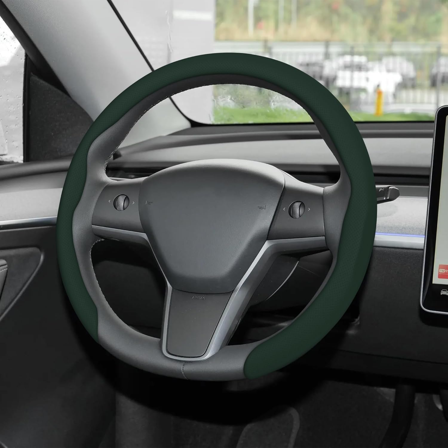 Frani Nappa Leather Steering Wheel Cover, Universal 15 Inch Premium Non-Slip Steering Wheel Cover Black