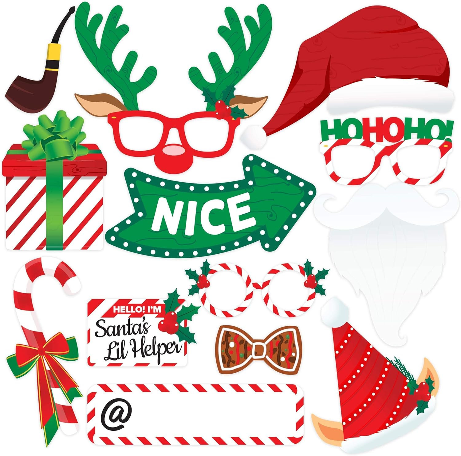 Christmas Photo Booth Props 38Pcs, Xmas Games for Party Supplies, Picture Backdrop Decorations Set Party Favors, Games for Kids & Adults, Funny Selfie Pose Sign Holiday Photo for Photography image number 4