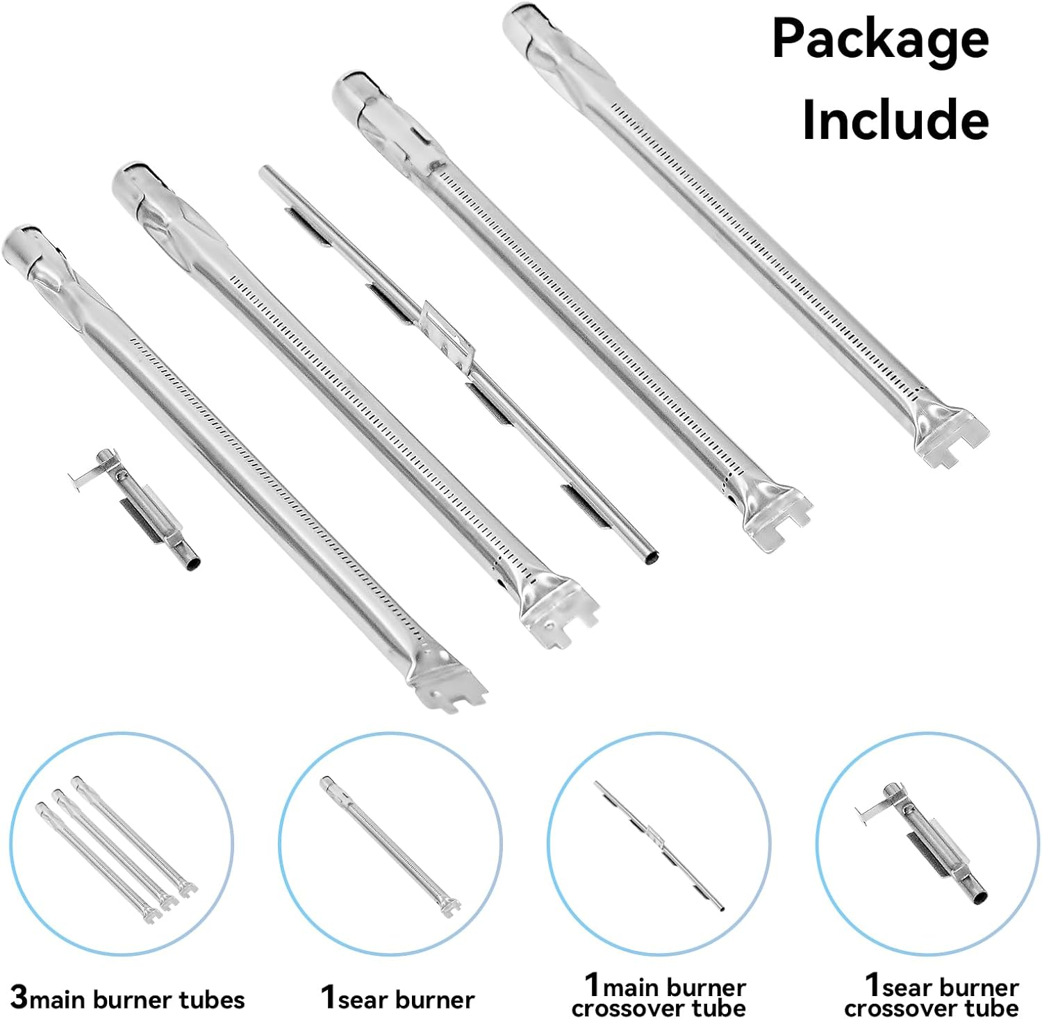 69787 Grill Burner for Weber Spirit 300 Series Spirit 330, Spirit 335 Grills with Front Mounted Control Knobs, 18 Inch Burner Tube Kit for Spirit E-330 Spirit SP-335, 68948 65518 Replacement Parts - Full-Size Griddle Inserts image number 3