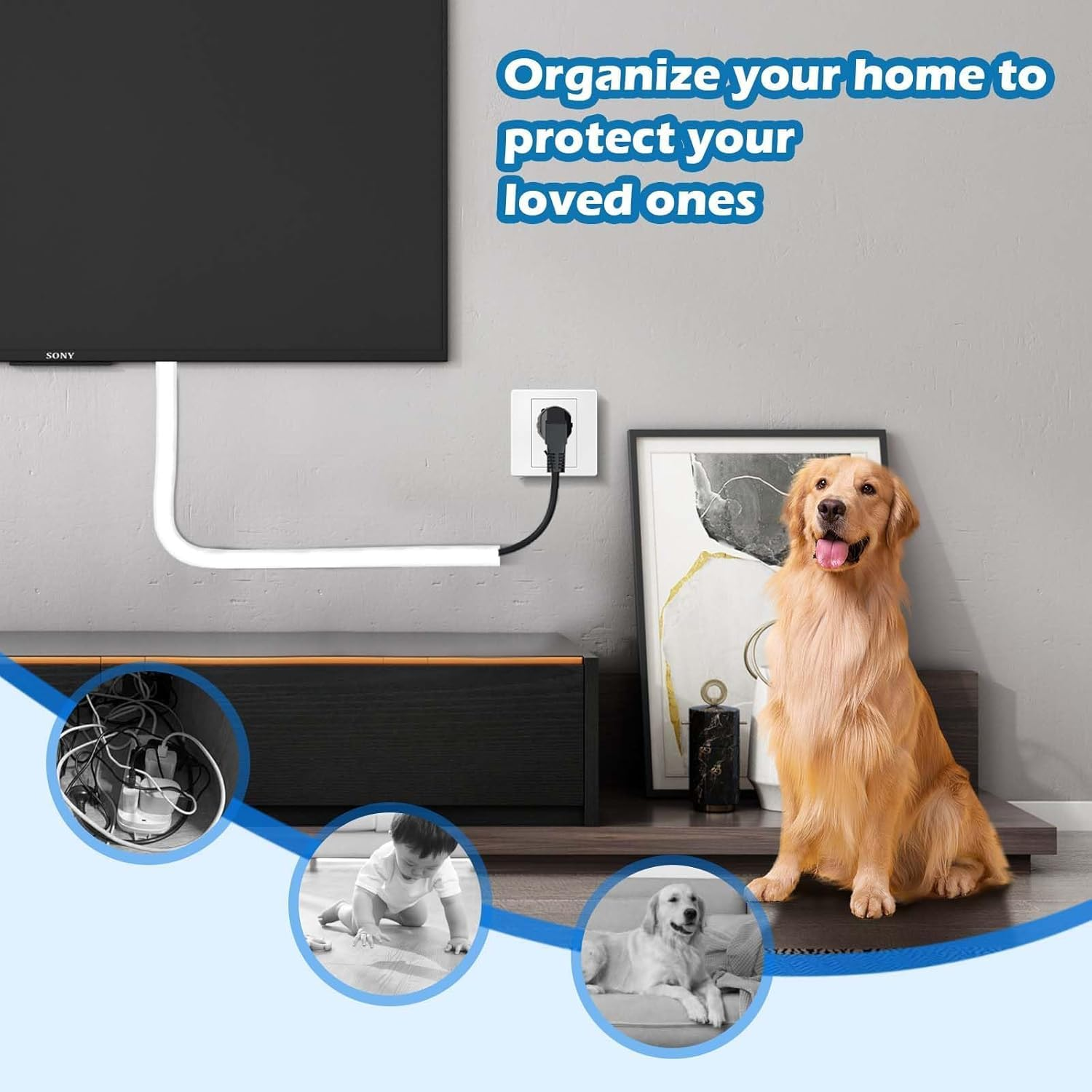 2M White Cable Hider, Cord Hider Self-Adhesive Curved PVC, Cable Cover for Wall, Wall-Mounted TV, Home, Office, Floor, Wire Management System for Extension Cords and Electronic Devices image number 2