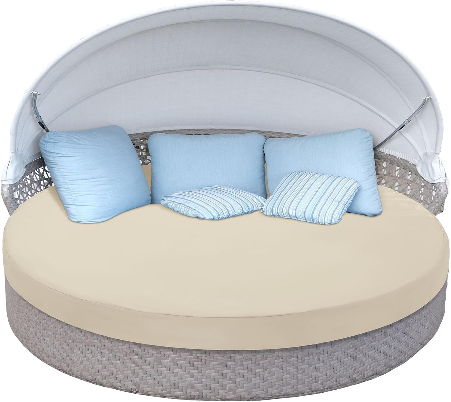 Hombys Outdoor Daybed Cushion Cover, Replacement Sunbed Cushion with Drawstring, Patio Daybed Mattress Cover, Khaki image number 2