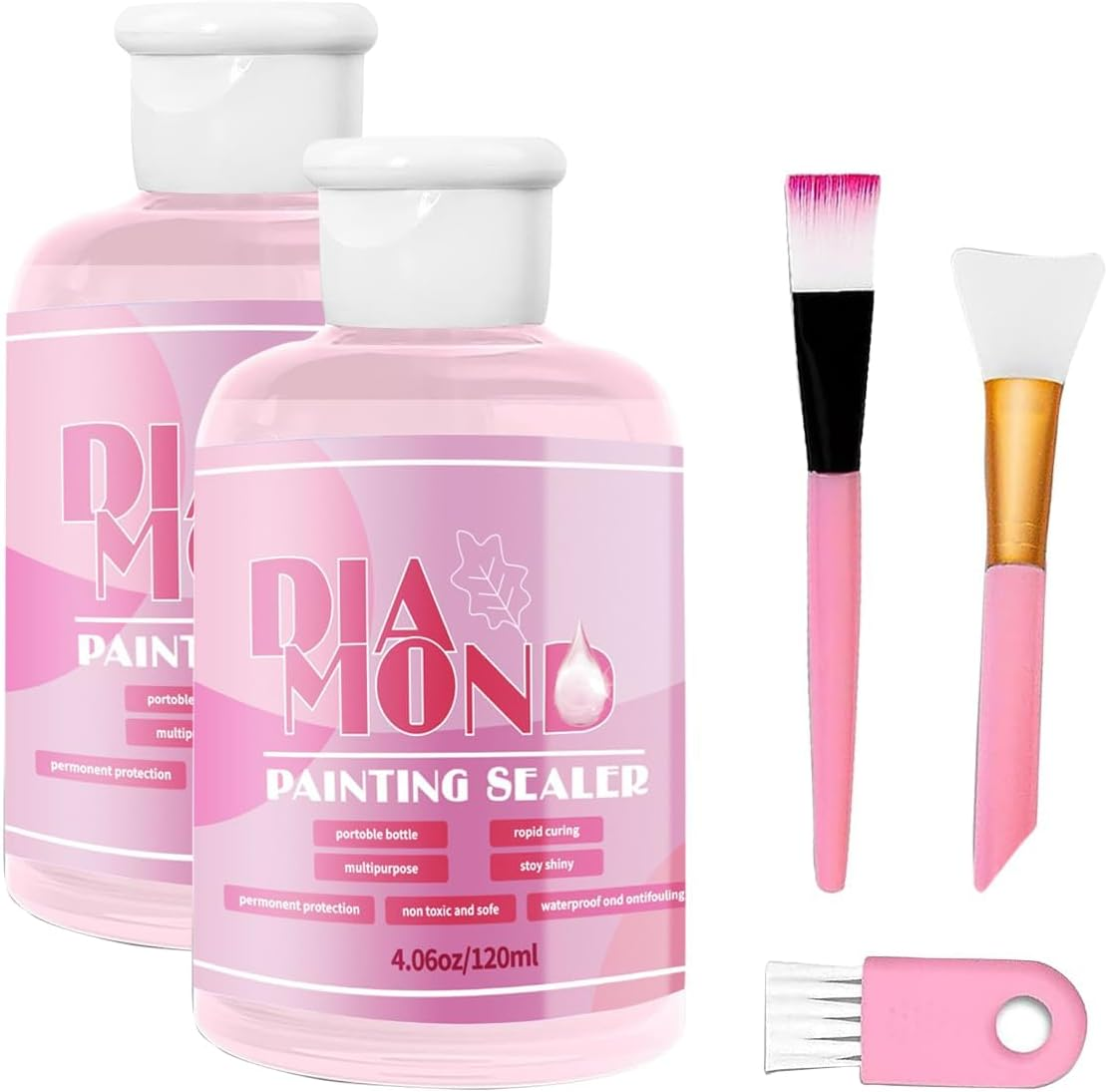 Diamond Painting Sealer & Glue Kit 2-Pack 240Ml with Silicone Brush &ndash; Acid-Free Clear Finish, High Gloss Permanent Hold for Diamond Art, Puzzles, Crafts &ndash; Safe for Adults & Kids image number 1