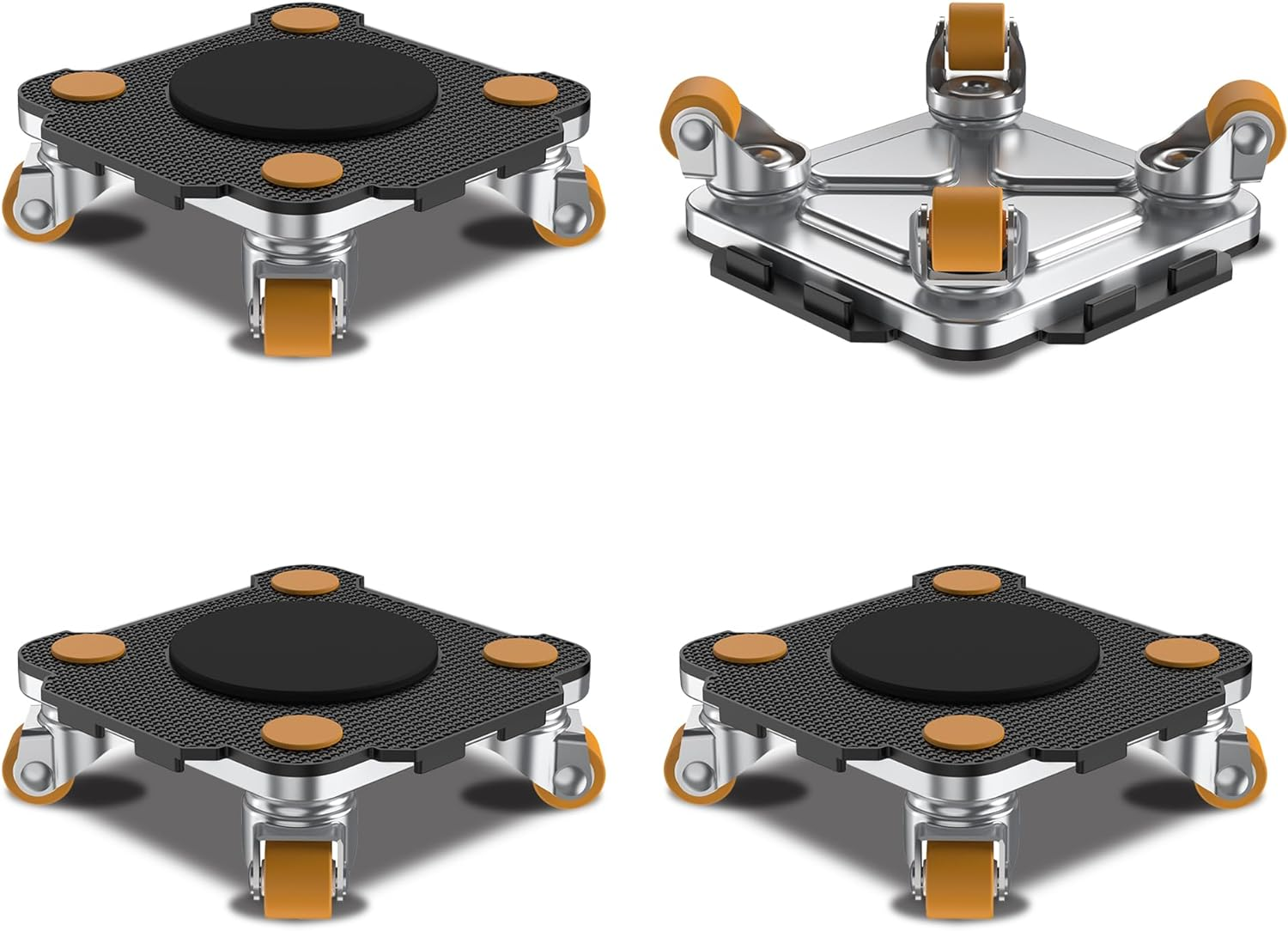 ONEON Furniture Mover Pro Set - Enhanced Dolly and Lifter with Custom TPE Wheels for Easy Furniture Lifting and Moving - Professional Tool for Effortless Furniture Transport (Black 4Dollies + 1Lifter)