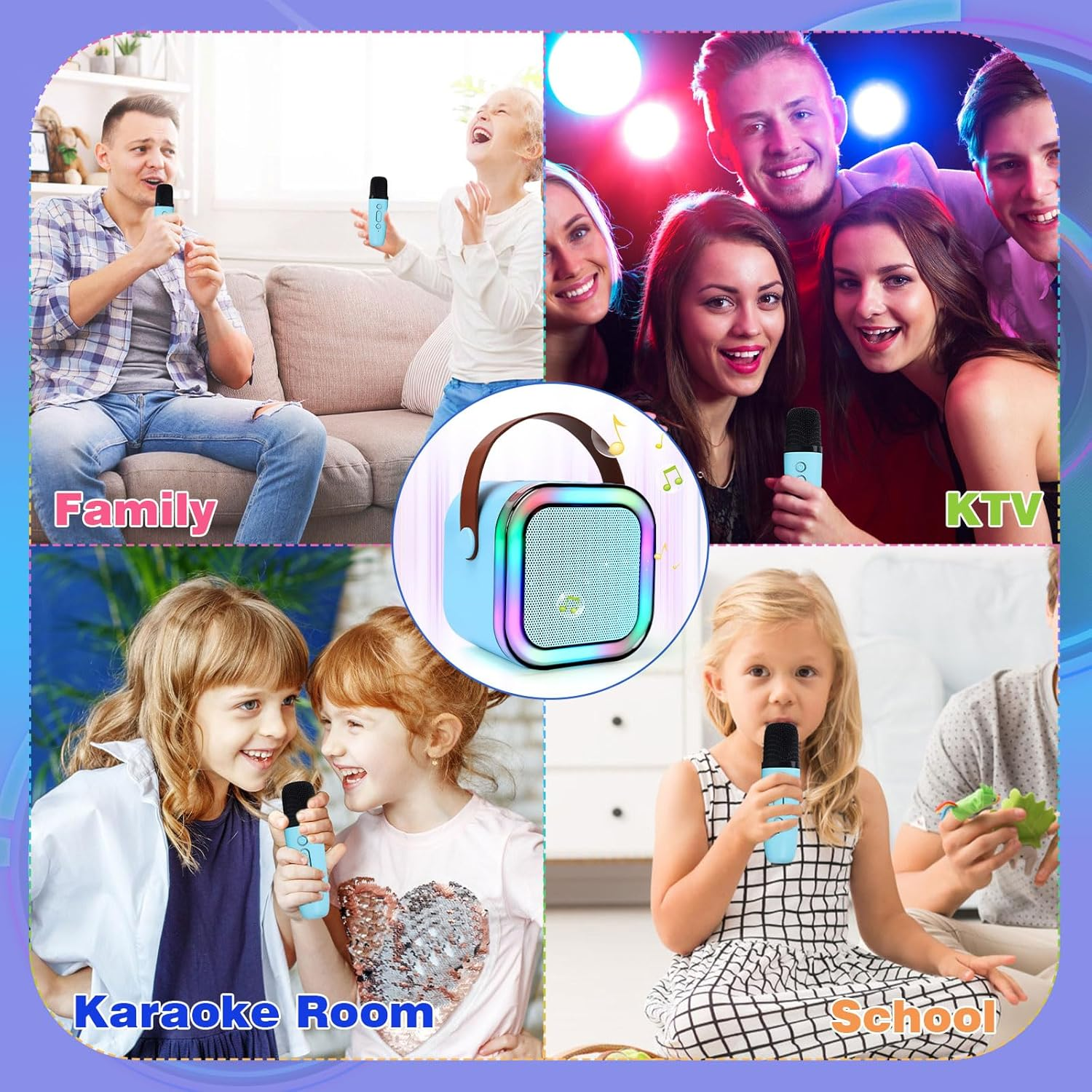 Karaoke Microphone for Kids with Bluetooth Speaker for Kids Toys for Boys and Girls 3-12 Years Old, 5-8 Years Old Boys Gifts (Blue 2 Mic)