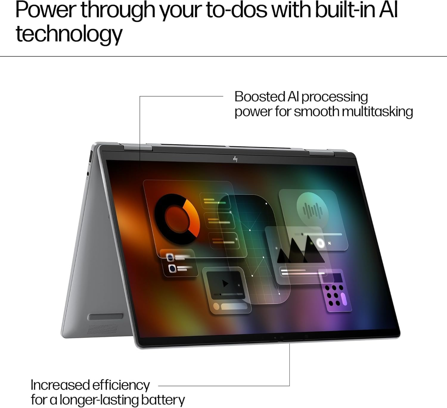 HP Envy X360 2-In-1 Laptop 16', 2K Touch Display, Built-In AI, Intel Core Ultra 7 155U Processor, 16GB RAM, 512GB SSD, Intel Graphics, Windows 11, Convertible, Long Battery Life, Silver, 9V361PA image number 1