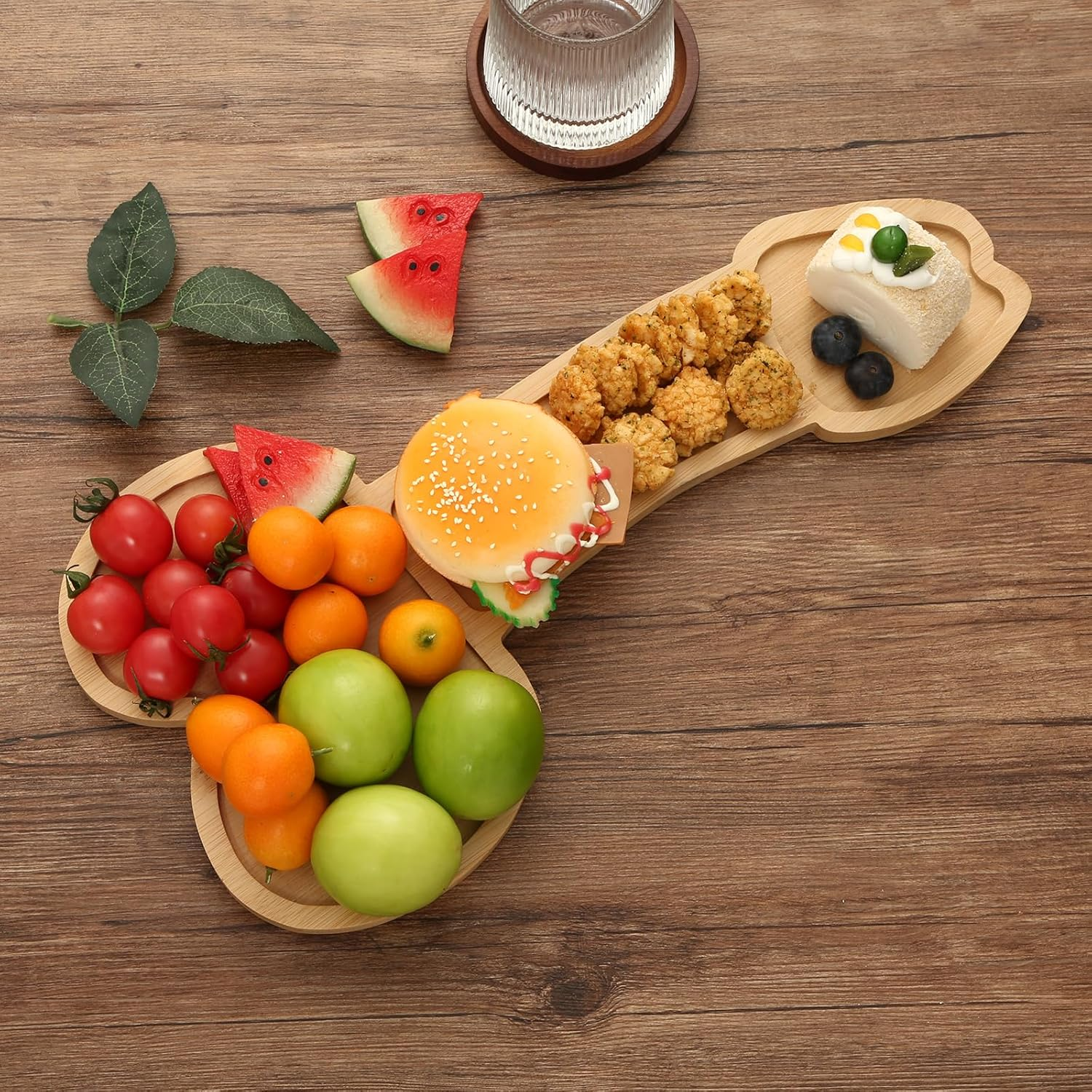 Doloburn Solid Wood Rustic Modern T-Shaped Appetizer Board, 16 Inches X 8 Inches, Bamboo Grain, Perfect for Housewarming & Bachelorette Party, Reusable, Smooth Finish, Hand Wash Only, DISHWARE_PLATE