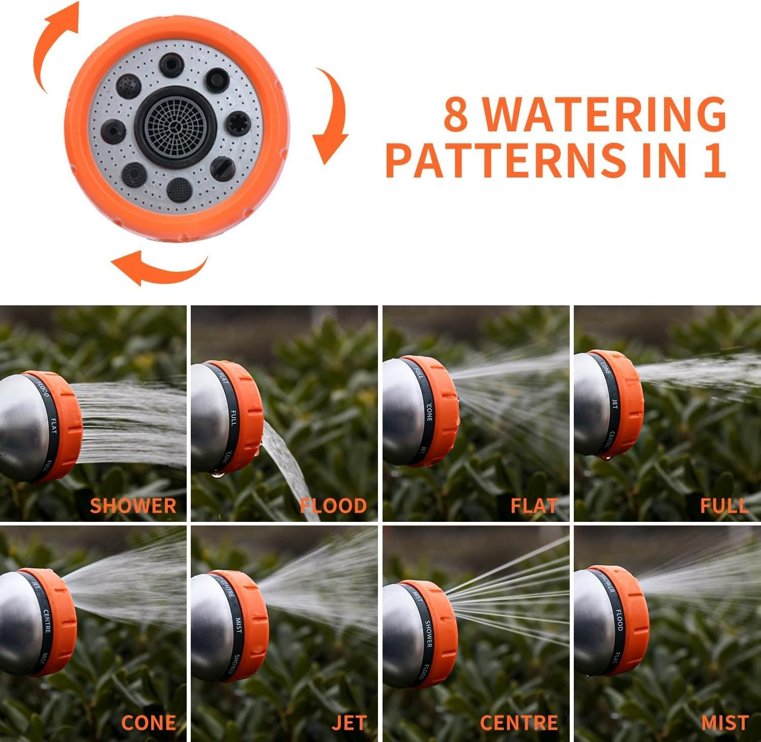Car Wash Sprayer,9 in 1 Watering Patterns Car Wash Hose Attachment Garden Hose Nozzle with Soap Foam Dispenser for Garden Plants Watering Dog Washing House Cleaning (Orange) image number 6