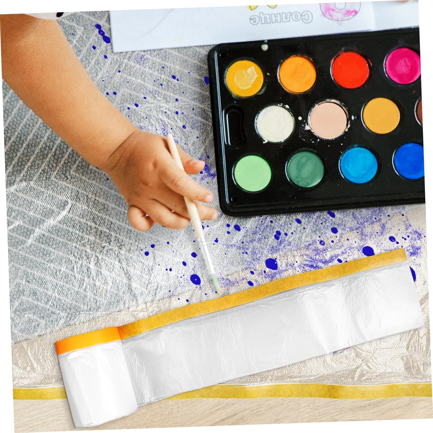 6 Rolls Self-Adhesive Masking Tape Film Covering Films for Painting Protection Dust Protection 30Cm&times;30M 55Cm&times;25M 55Cm&times;30M Multipack for Automotive and Furniture image number 2