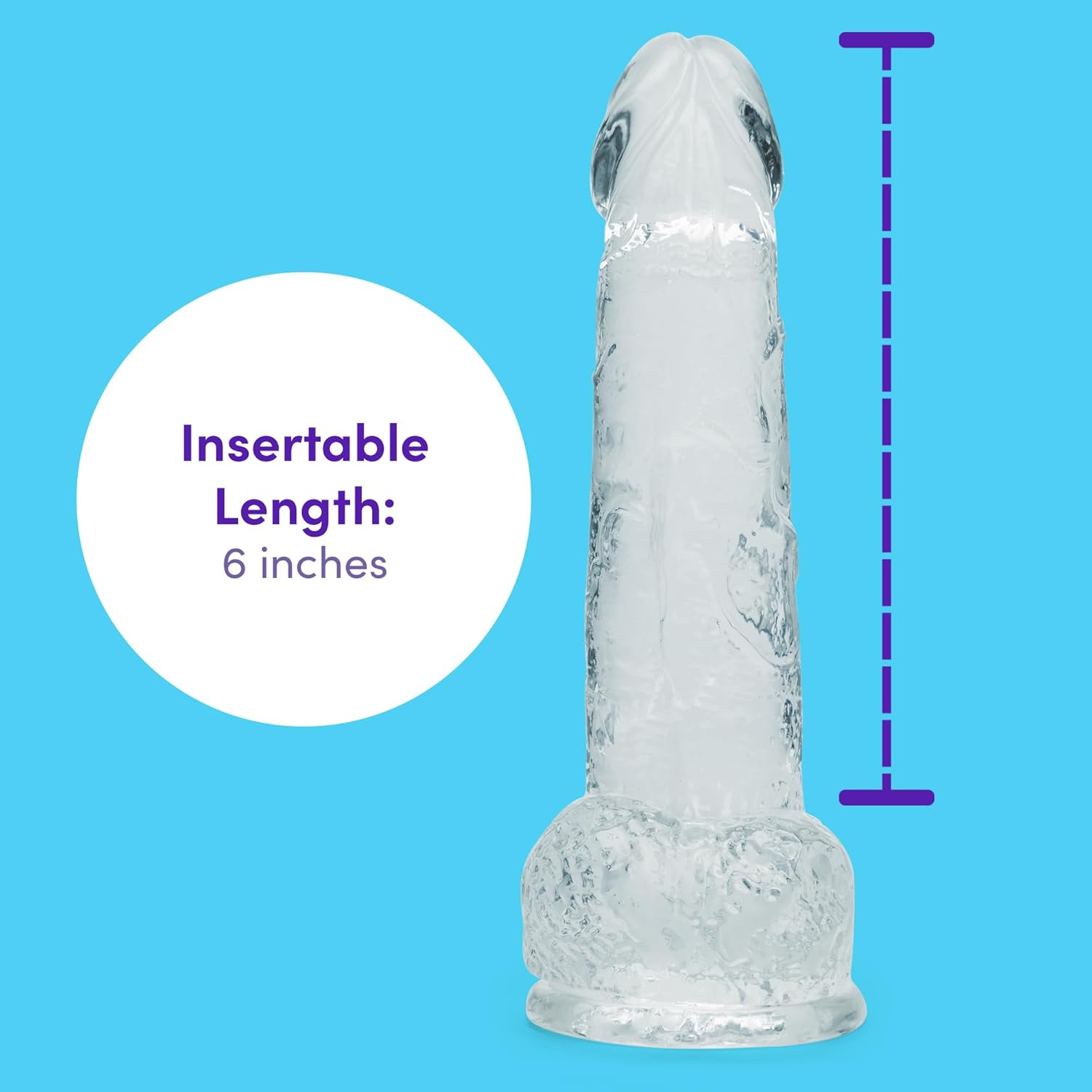 Lovehoney Realistic Dildo &ndash; 8 Inch Suction Cup &ndash; Firm G-Spot and Anal Dildo with Balls - Adult Sex Toy for Men, Women & Couples &ndash; Harness Compatible Strap on &ndash; Waterproof - Clear image number 5