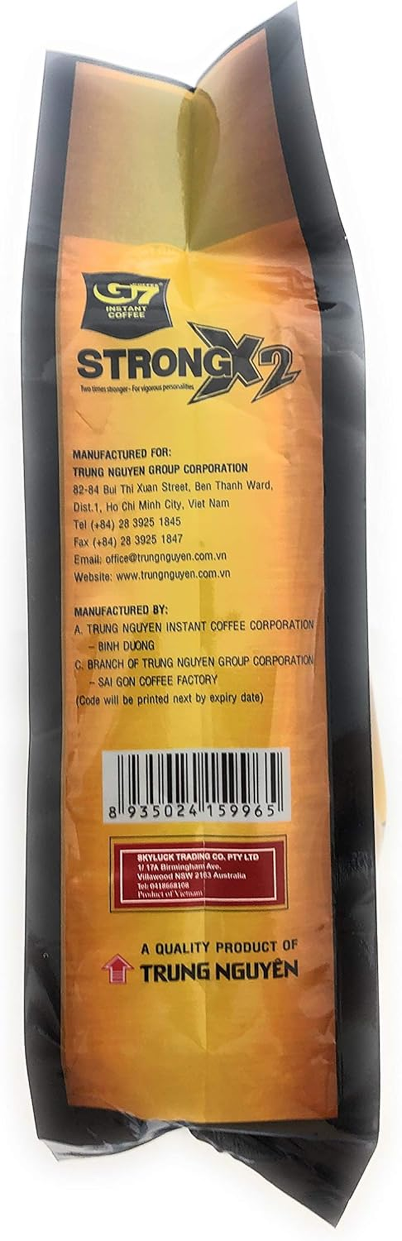 Trung Nguyen G7 3-In-1 Strong X2 Instant Premium Vietnamese Coffee, Coffeemix 24 Sachets X 25G (600G) image number 2
