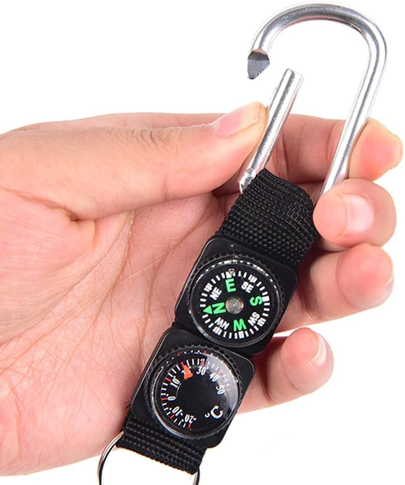3In1 Compass Thermometer Outdoor Hiking Tactical Survival Carabiner Key image number 6