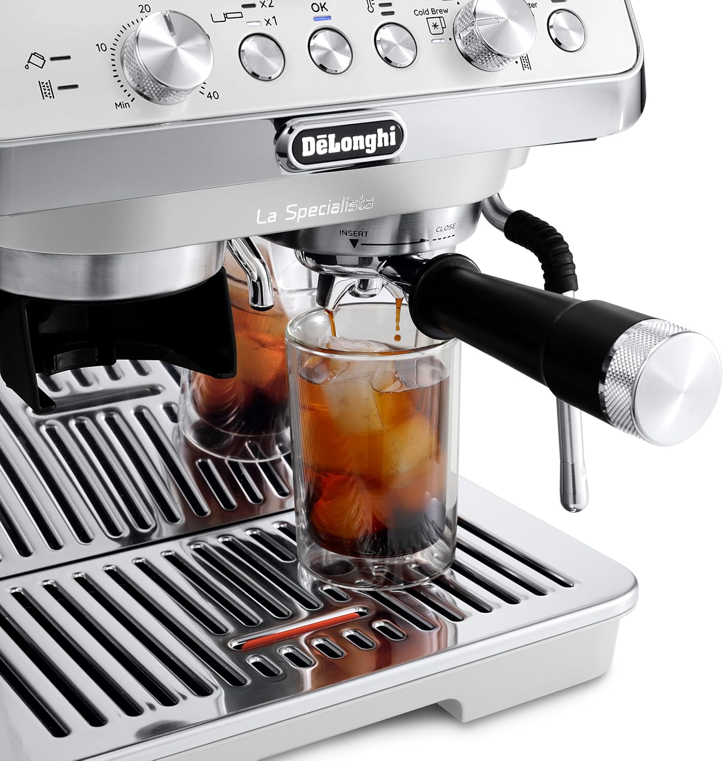 De'Longhi La Specialista Arte Evo EC9255.WI, Espresso Pump Coffee Machine with Cold Brew Function, with Professional Milk Frothing Nozzle, Sensor Grinding Technology, Includes Barista Kit, White image number 5