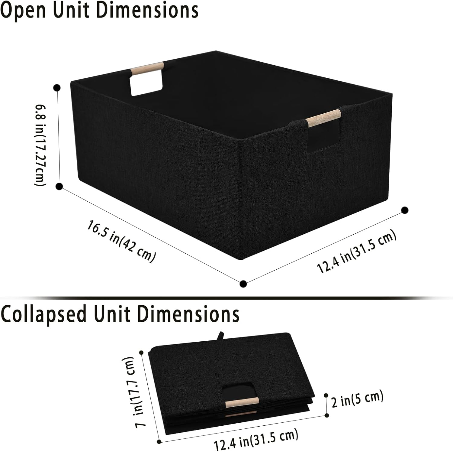 Xianshengle Storage Bins & Fabric Storage Basket for Shelves - Decorative Baskets Storage Box Cubes Containers W/Handles for Closet Shelf Nursery Toy, Home, Office, Books,Bathroom (Black)