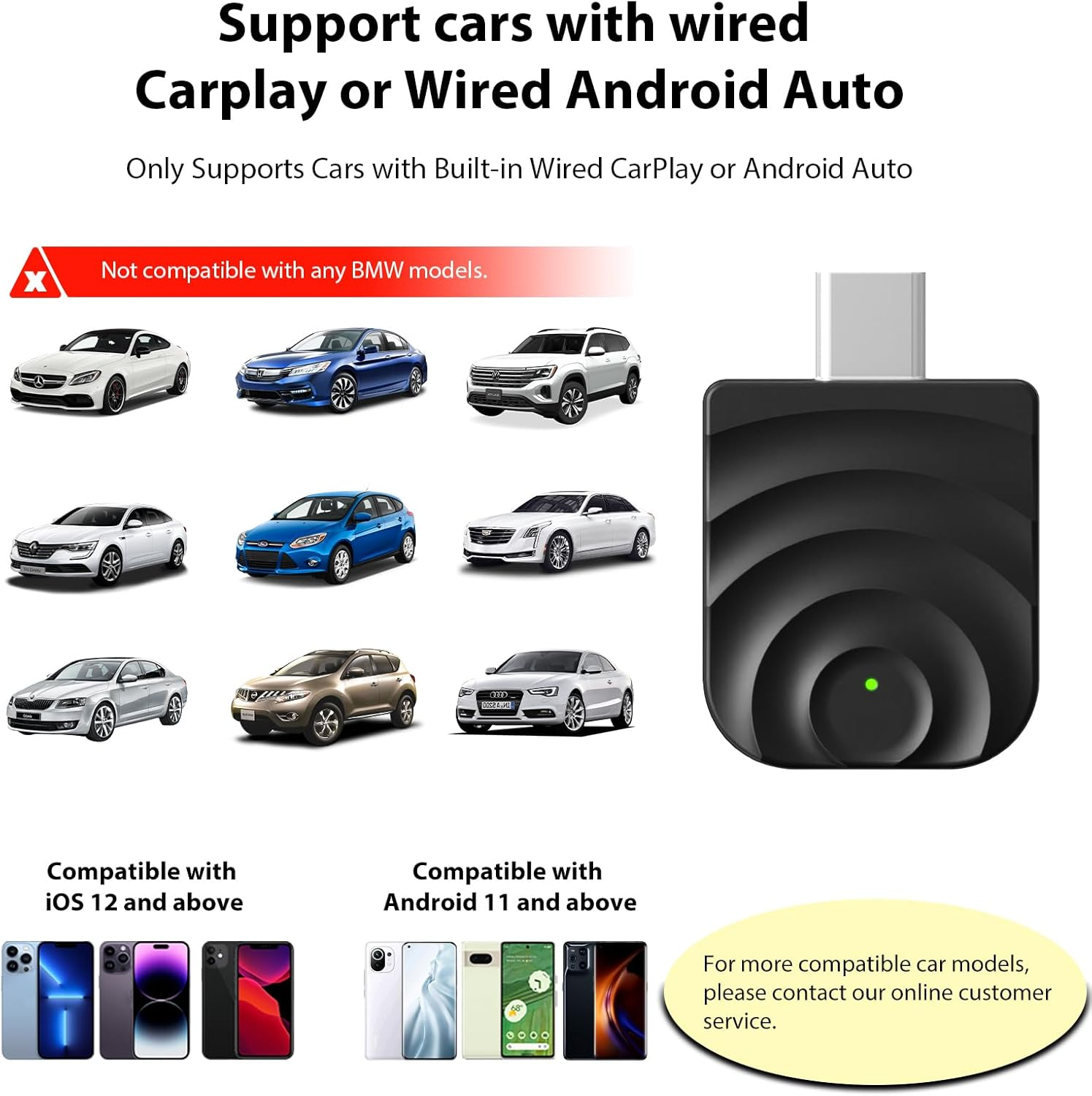 Sunweyer S21 Type-C Wireless Carplay & Android Auto Adapter - Plug & Play Dongle for Factory Wired Systems | Native Type-C Connector | Auto Connect | OTA Updates (Not for Bmw/Tesla)​ image number 6
