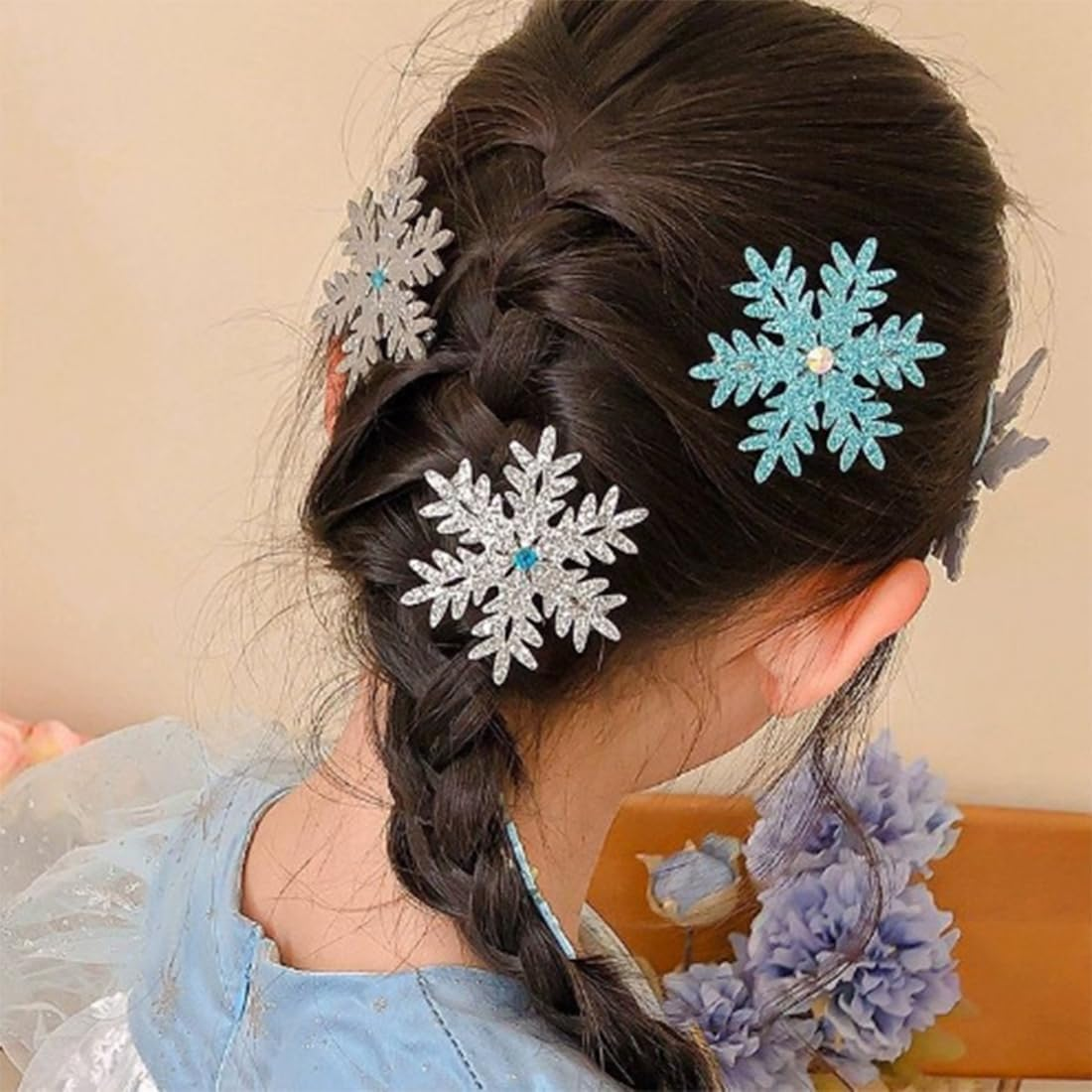 JEYORZY Pack of 6 Snap Hair Clips, Large, Snowflakes Hair Clip, Christmas Snowflakes Hair Pin, Accessories for Thick, Thin and Fine Hair image number 5