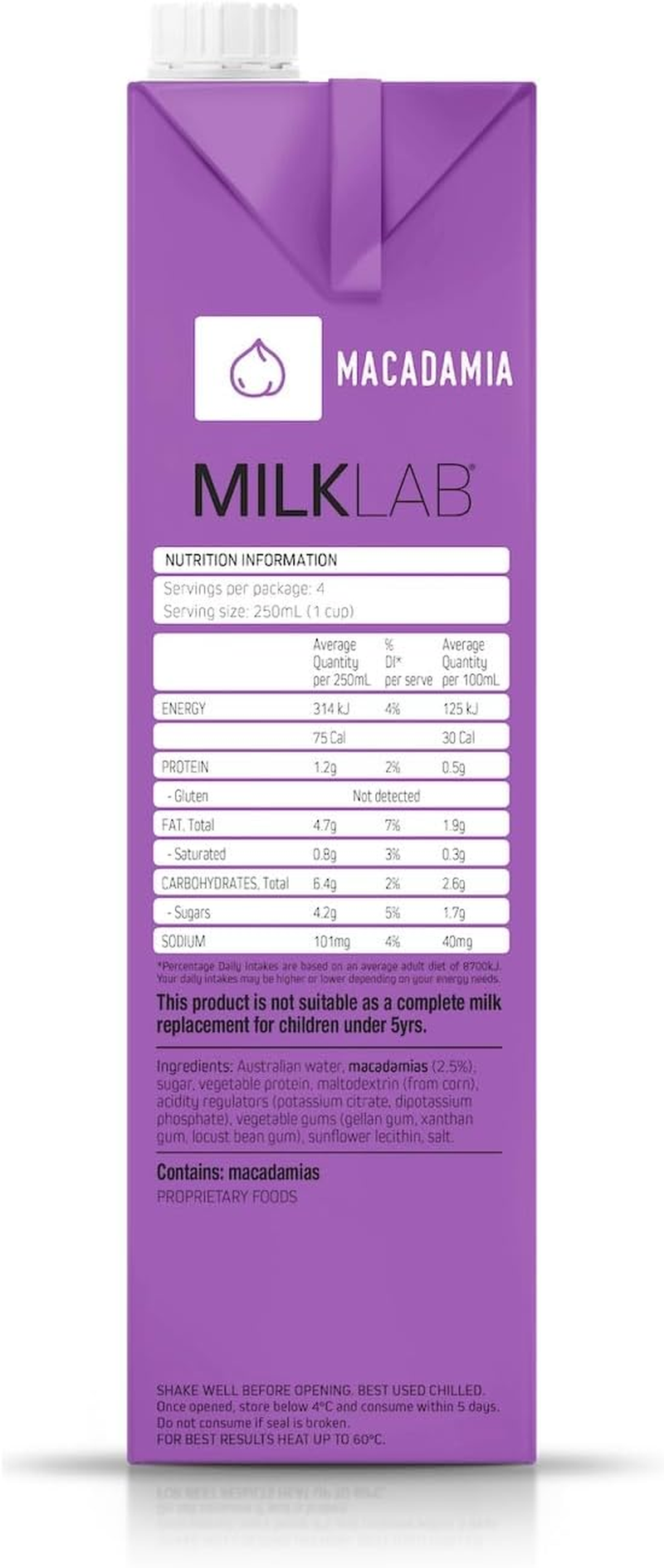MILKLAB Macadamia 1 Litre, Plant-Based Beverage, a Decadent, Creamy Flavour to Complement Espresso Coffee