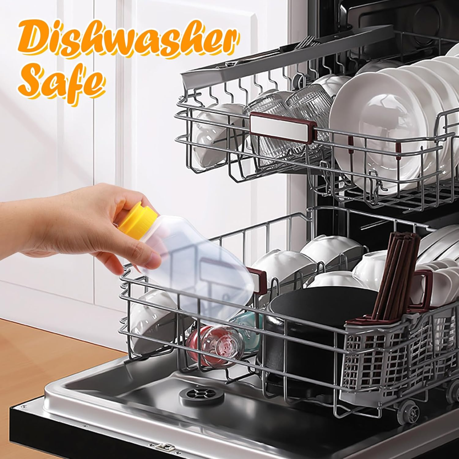 Sekonow 4Pcs 10Oz Clear Plastic Honey Bottles, Refillable Empty Honey Container, Honey Squeeze Bottle Jar with Leak Proof Flip-Top Lids for Storing and Dispensing, Dishwasher Safe image number 3