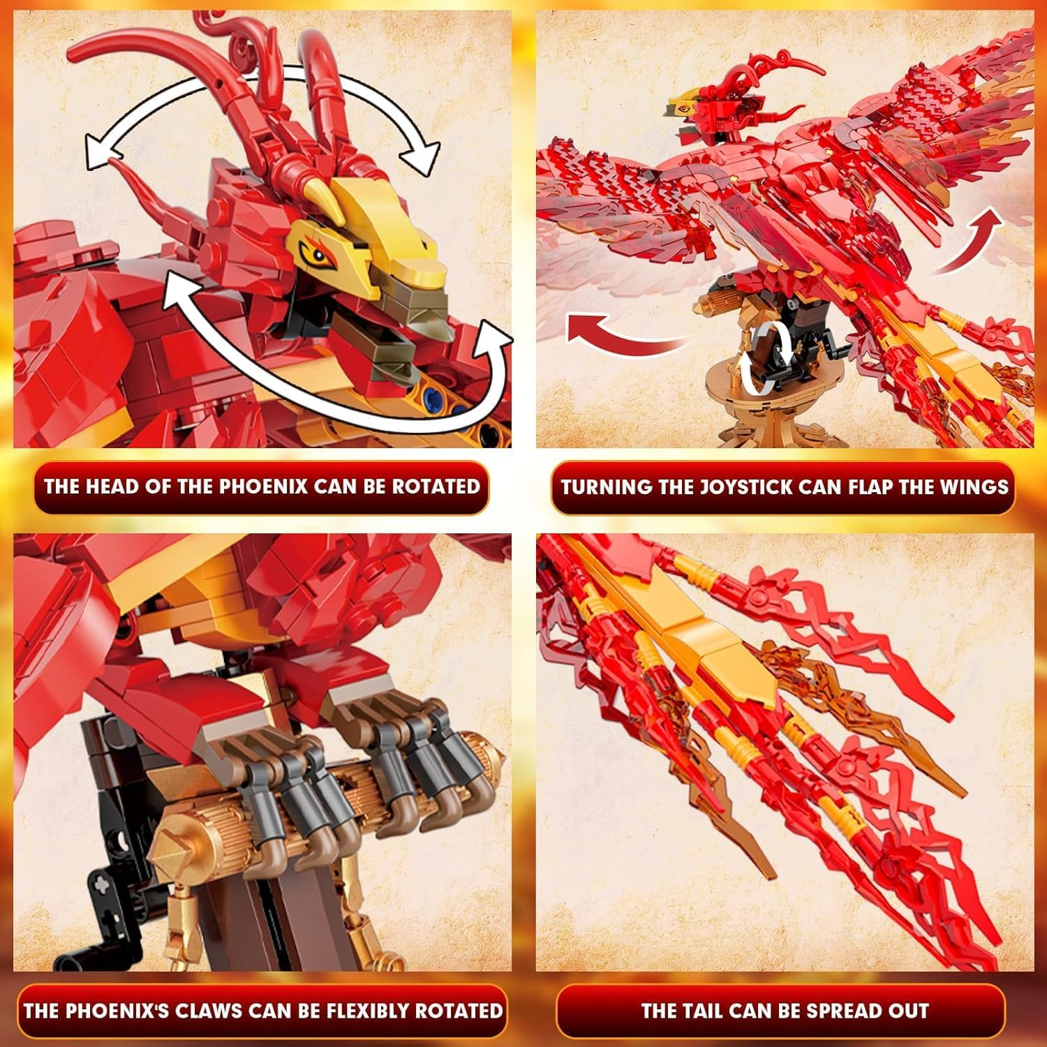 Magic Fire Phoenix Building Block Set, Phoenix Collection Model for Adults, Ideas Building Toy Gifts for Kids Boys and Girls Ages 8+, Easter Decor Gifts(938 PCS) image number 6