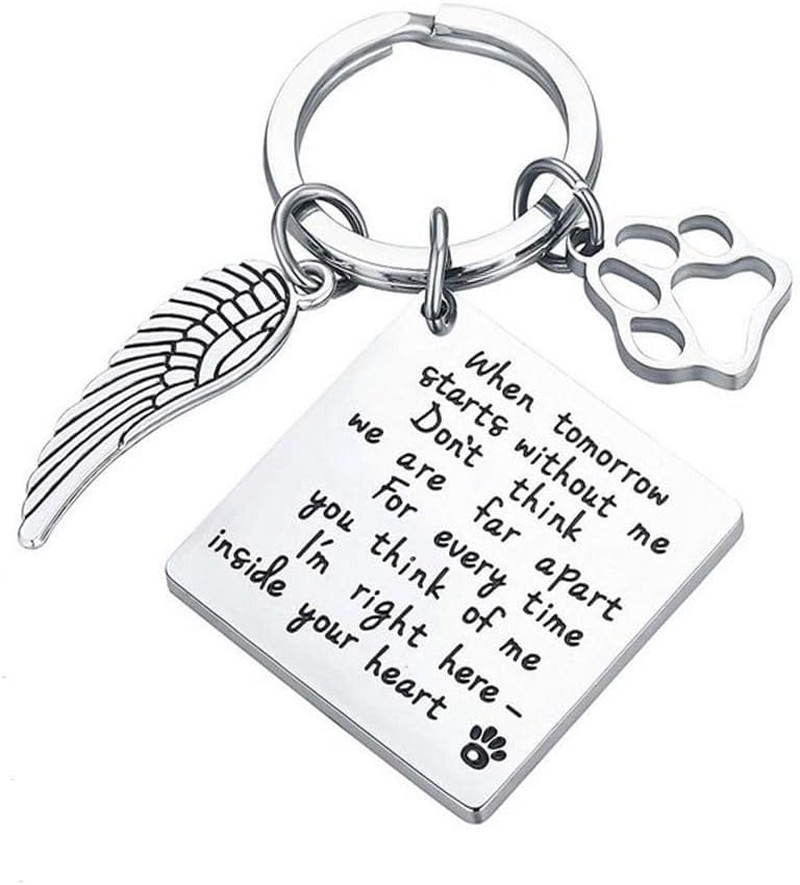 Memorial Keychain with Paw Charm, Keyring for Pets with Paw Prints, Pet Memorial Key Chain, Cat Paw for Car Keys, House Keys, Stainless Steel image number 2