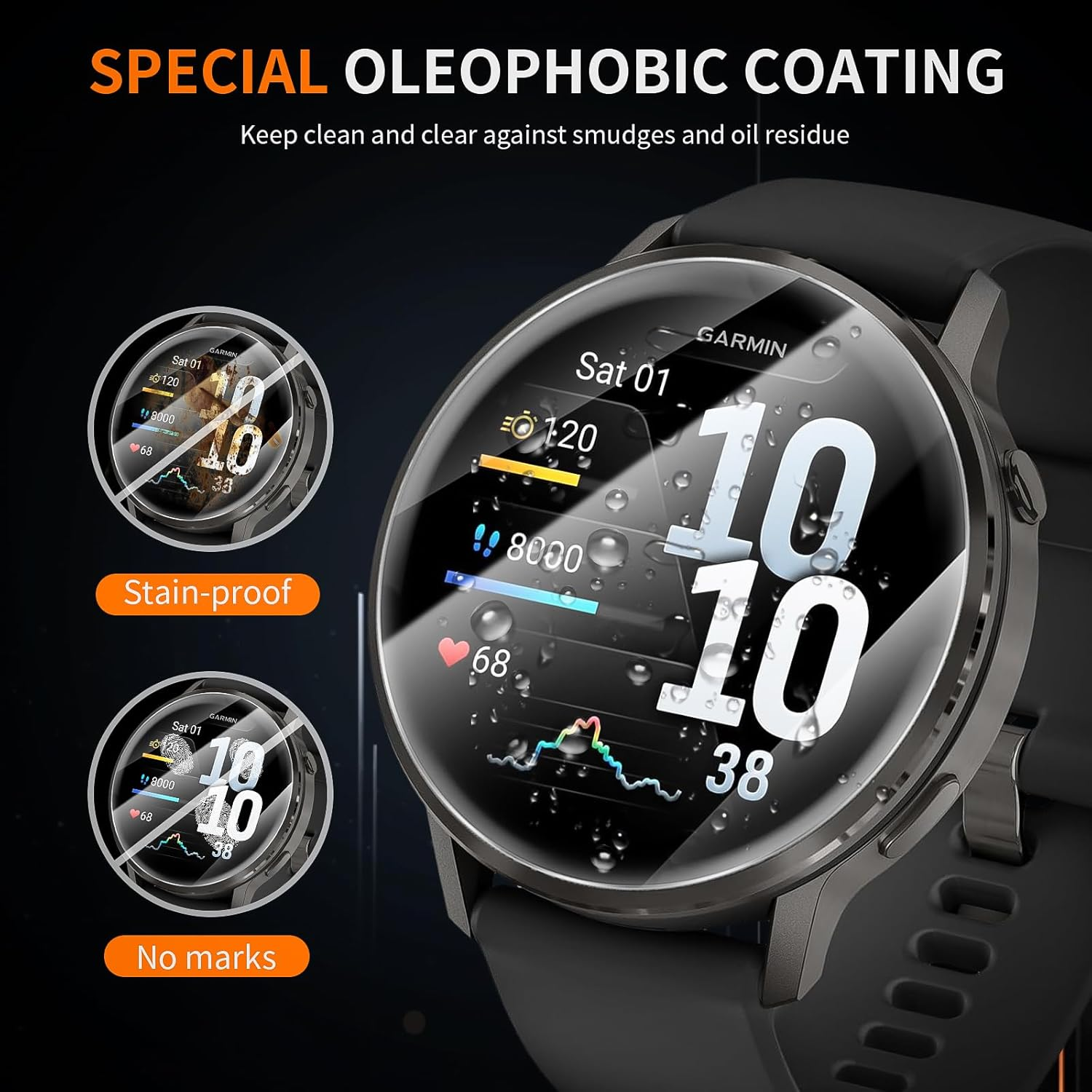 Suoman 6+2 Pack for Garmin Venu 4 45Mm Screen Protector, TPU High Definition Clear Protective Film(6)+ Silicone Anti-Dust Plugs(2), Full Coverage Flexible Anti-Scratch, No Bubble image number 1