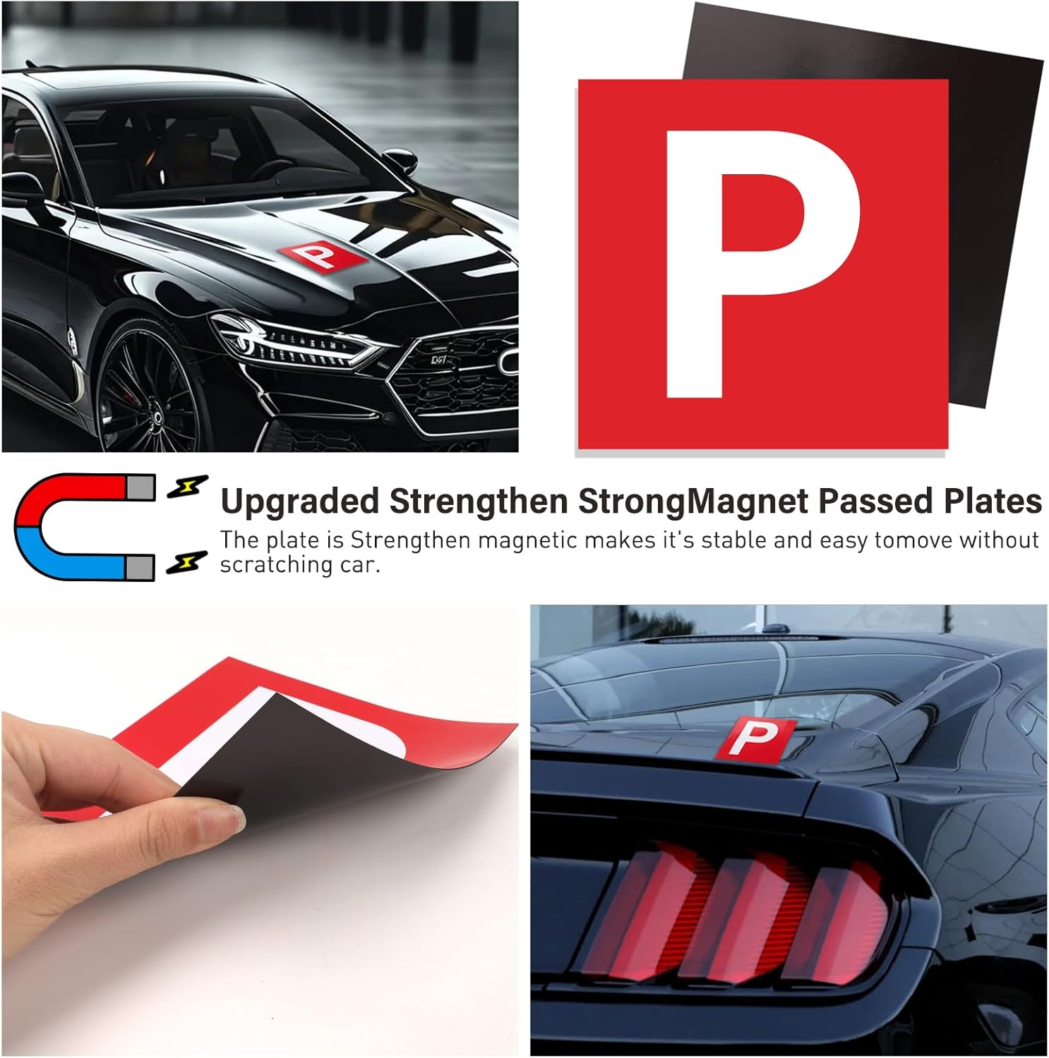 Viiotu 2 Pcs Magnetic Learner Driver Plates,Red Green P and L Plates with Magnetic for Learning Learner Driver Car Licence Australia (Red P)