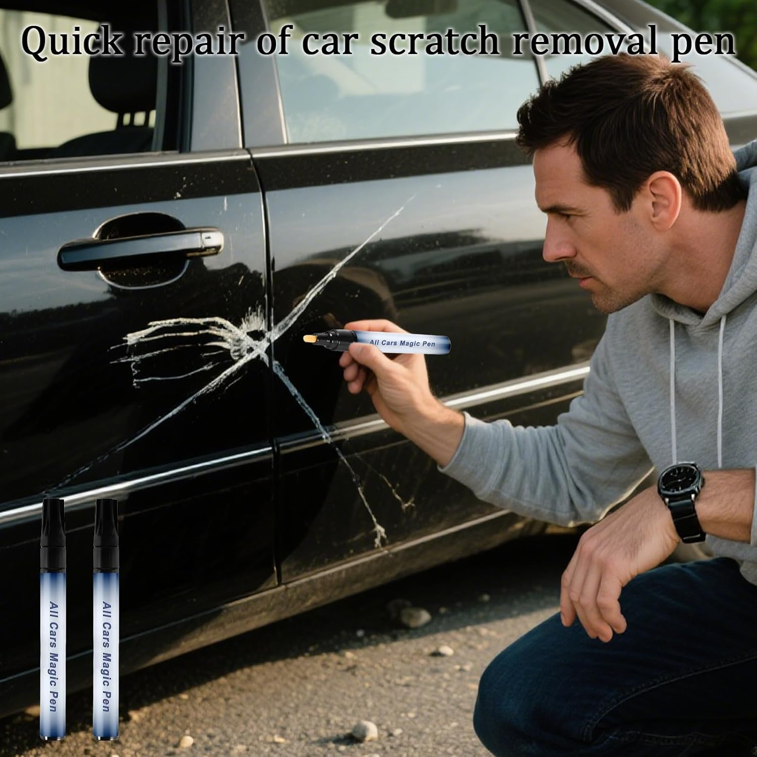 2 Pcs Professional Car Scratch Remover Pen, Easy to Use Touch up Paint Pen for Quick Fix, All Cars Magic Pen for Car Scratch Repair image number 2