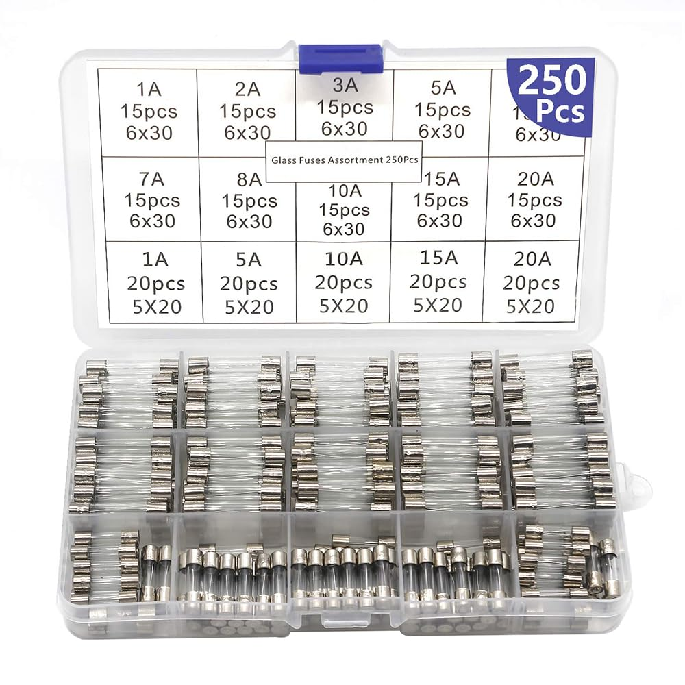 Aikoolwer Glass Fuse Kit 10Pcs Fuse Holder Inline Screw Type 20 AWG Red Wire 10Pcs Screw Cap Socket 5X20Mm 6X30Mm 1‑20A 250V Fast-Blow Glass Tube Car