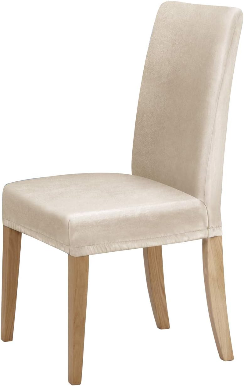 Sherwood Home Premium Faux Suede Eco-Friendly Durable Luxuriously Smooth to Touch Stretchable and Easy to Maintain Fabric Easy to Install Anti-Slip Dining Chair Cover Protector (1 Seater) - Silver - Charcoal image number 6