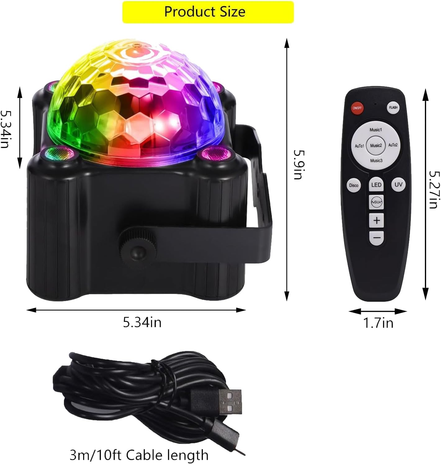 PAIFIEVD Party Lights Disco Ball Light,Dj Disco Light Sound Activated LED Light 6 Colors for Home Room Dance Parties Birthday Karaoke Halloween Christmas Wedding Show Club Decorations