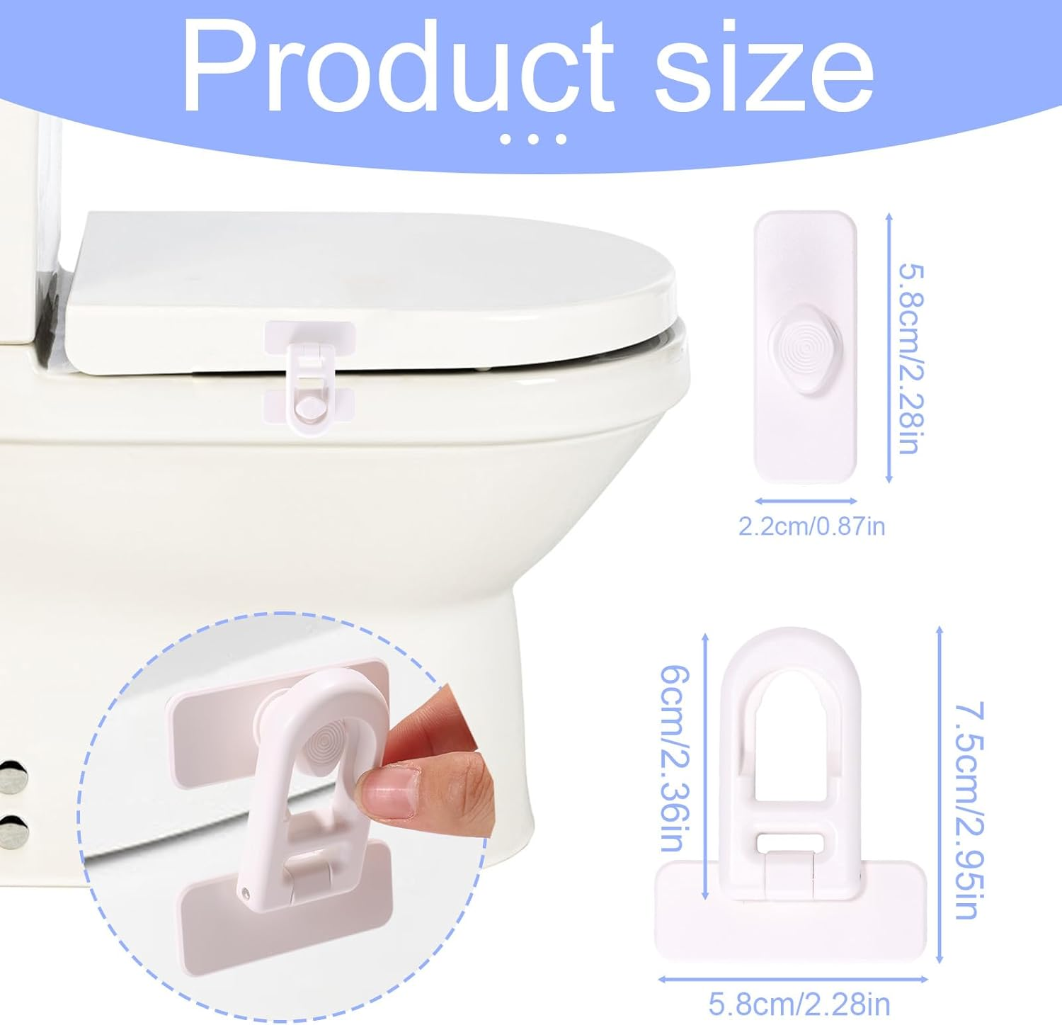 2Pcs Baby Toilet Locks, Plastic Universal One-Handed Operation Toilet Lid Safety Lock for Baby Toddler Child Providing Invisible Protection Easy Installation No Tools Needed(White) image number 5