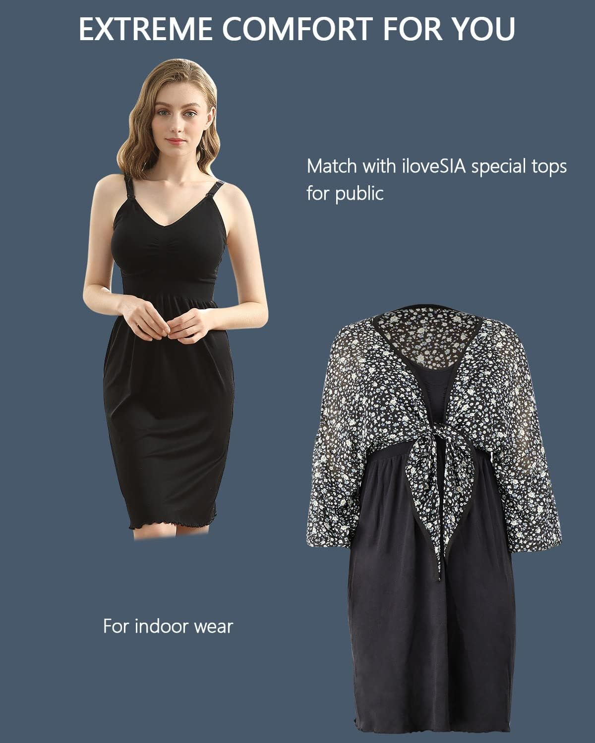 Ilovesia 3PCS Women'S Maternity Breastfeeding Dress Nursing Nightgown image number 2