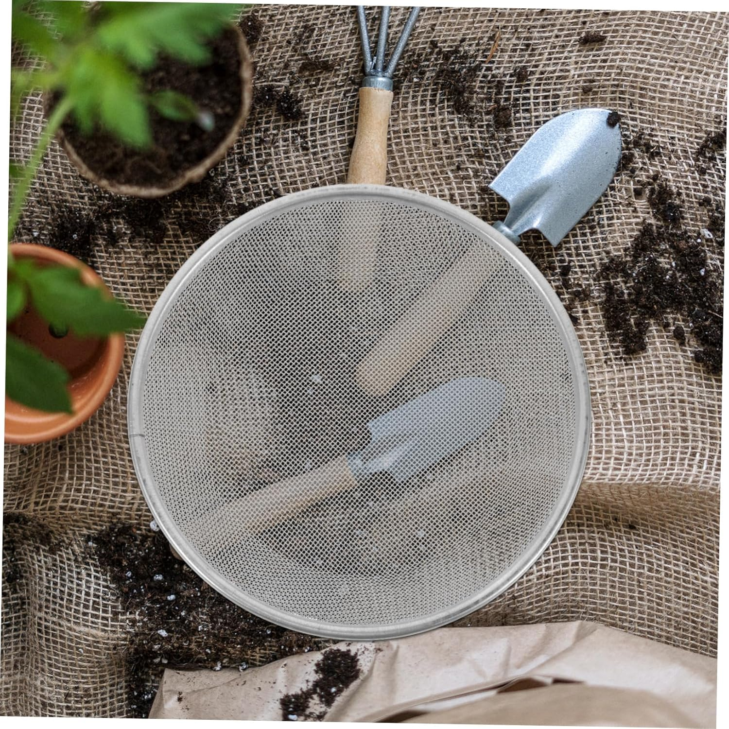 CAXUSD Fine Mesh Soil Sifter for Garden Tool Multipurpose Strainer for Women Gardening Gloves Bucket Compatible image number 2