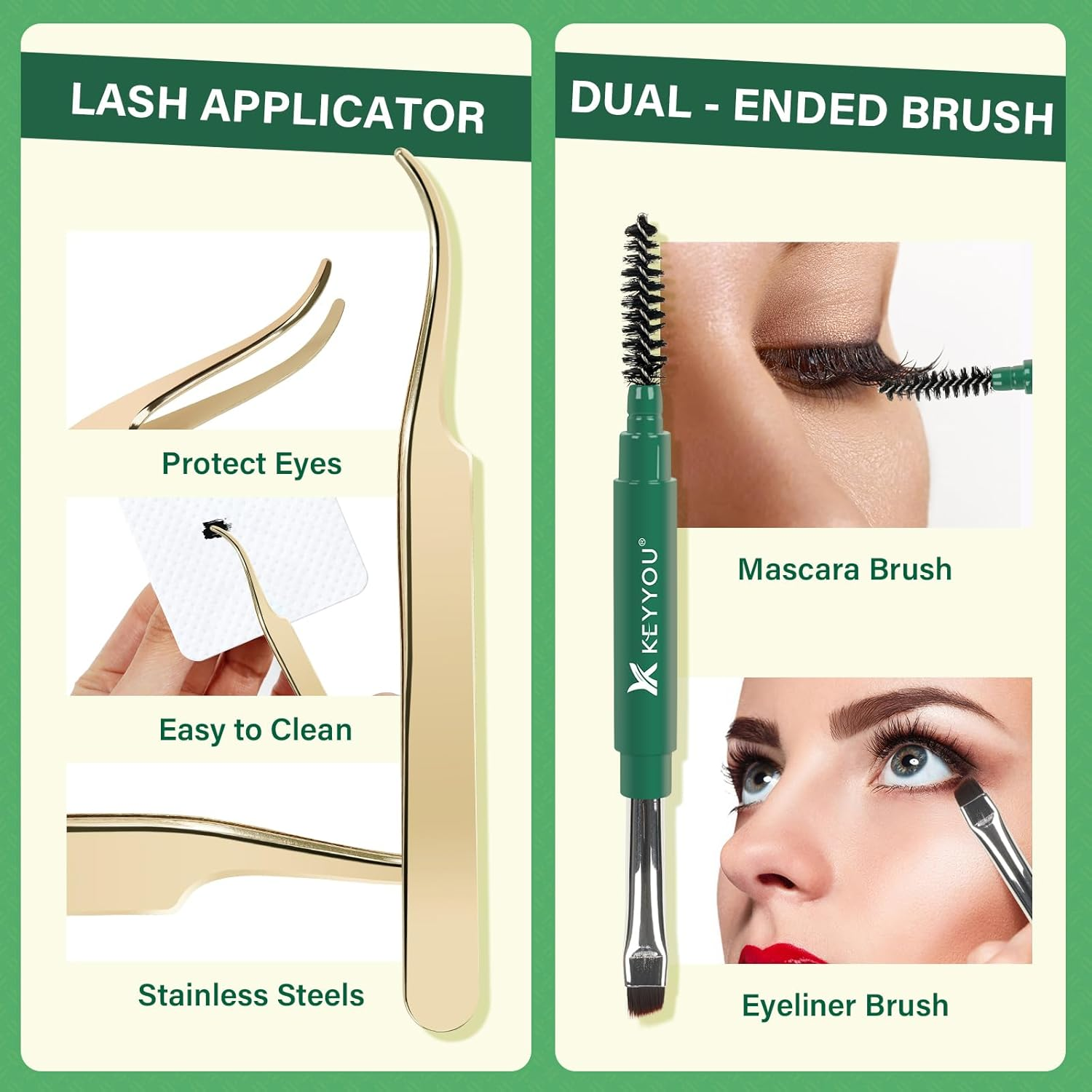 DIY Lash Extension Kit KEYYOU 144Pcs Lash Clusters Eyelash Extension Kit with Mascara Brush Bond and Seal Lash Glue Remover Lash Applicators Lash Brush Clean Pad for DIY Lash Extensions (Y03 Kit) image number 6