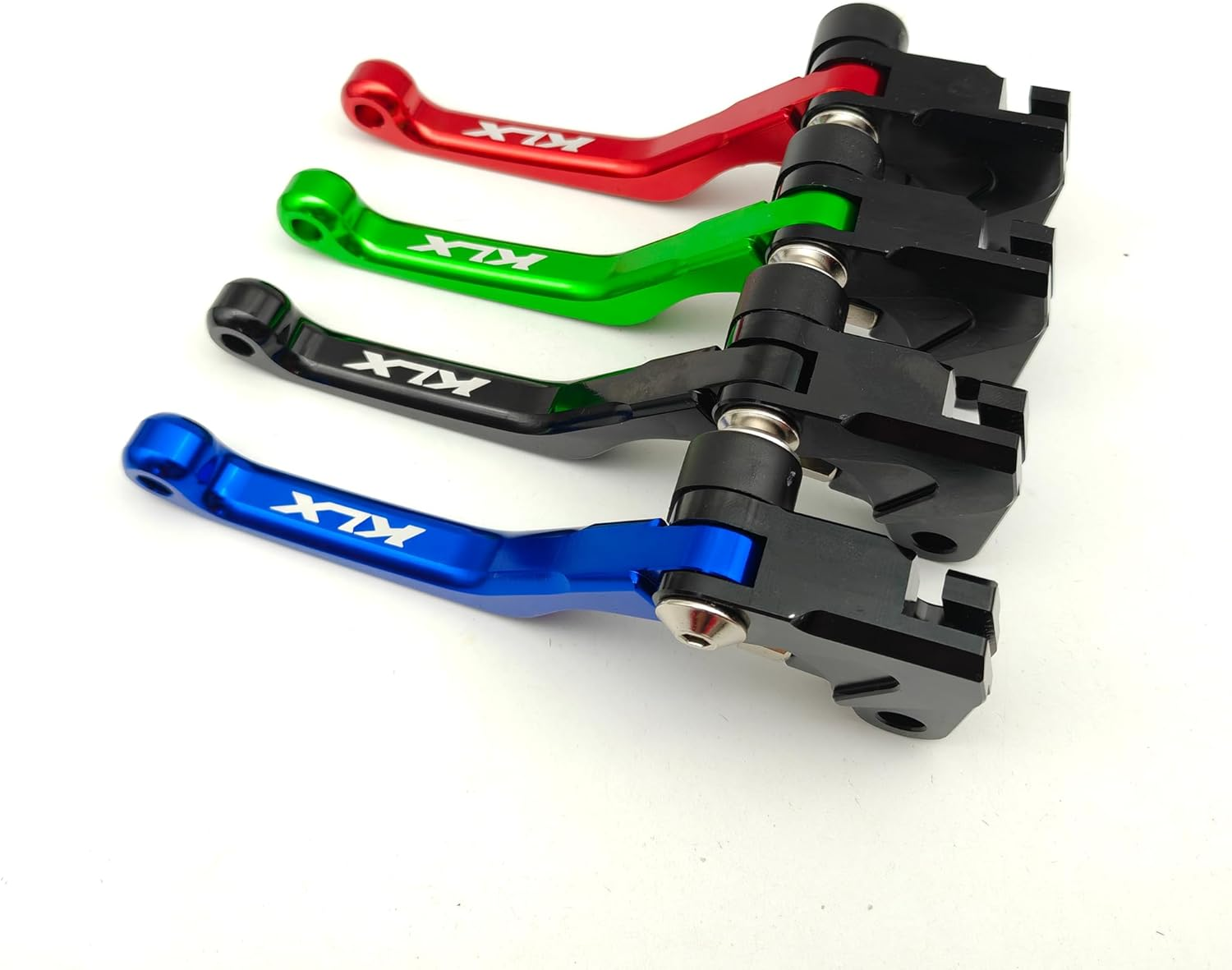 OEM Replacement Brake Clutch Levers for Kawasaki KLX110 (2002-2025) | KLX110L (2010-2025) CNC Aluminum Adjustable Handlebars | Motorcycle Control Lever Set with Easy Install (Matte, Green) image number 2