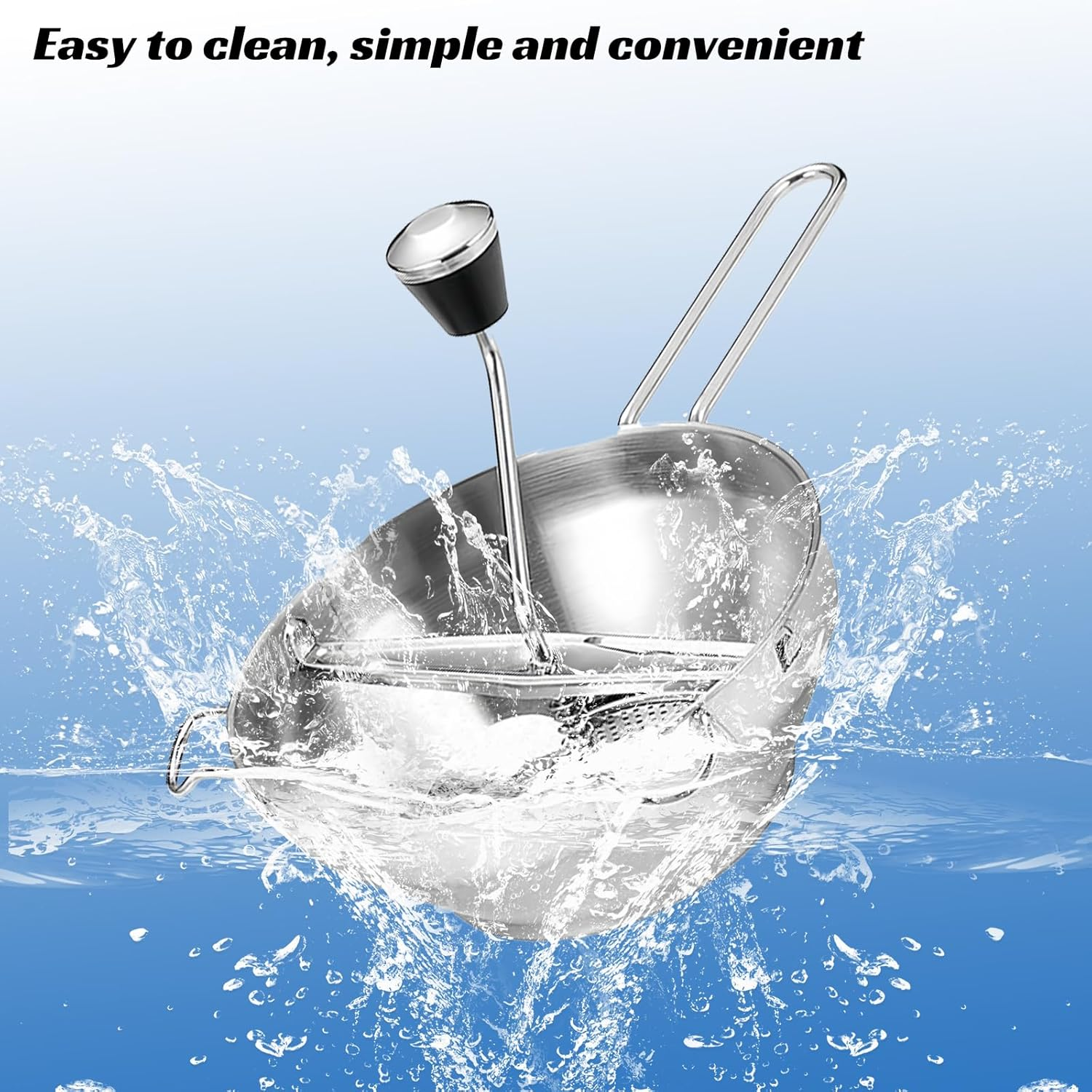 Food Mill Made of Stainless Steel with 3 Sieve Inserts, Jam Mill, Stainless Steel Vegetable Mills, Large Food Mill for Pressing Fruit, Vegetables, Tomatoes, Mashed Potatoes, Baby Food image number 1