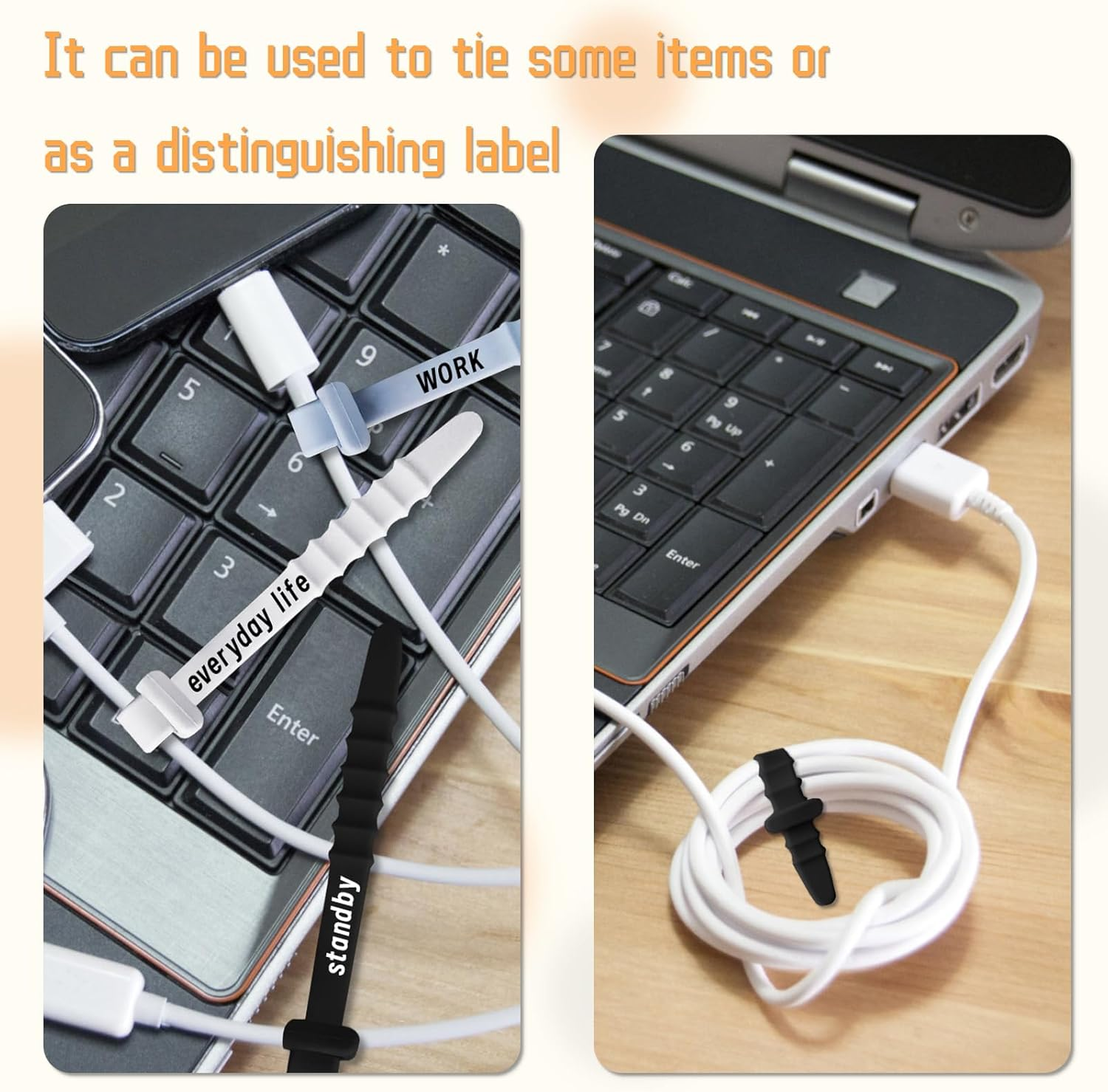 80 Pcs Silicone Zip Ties Colorful Cable Ties Reusable, Cable Organizer, Desk Organizers and Accessories for Bathroom Home Office Desk Area (Silicone) image number 3