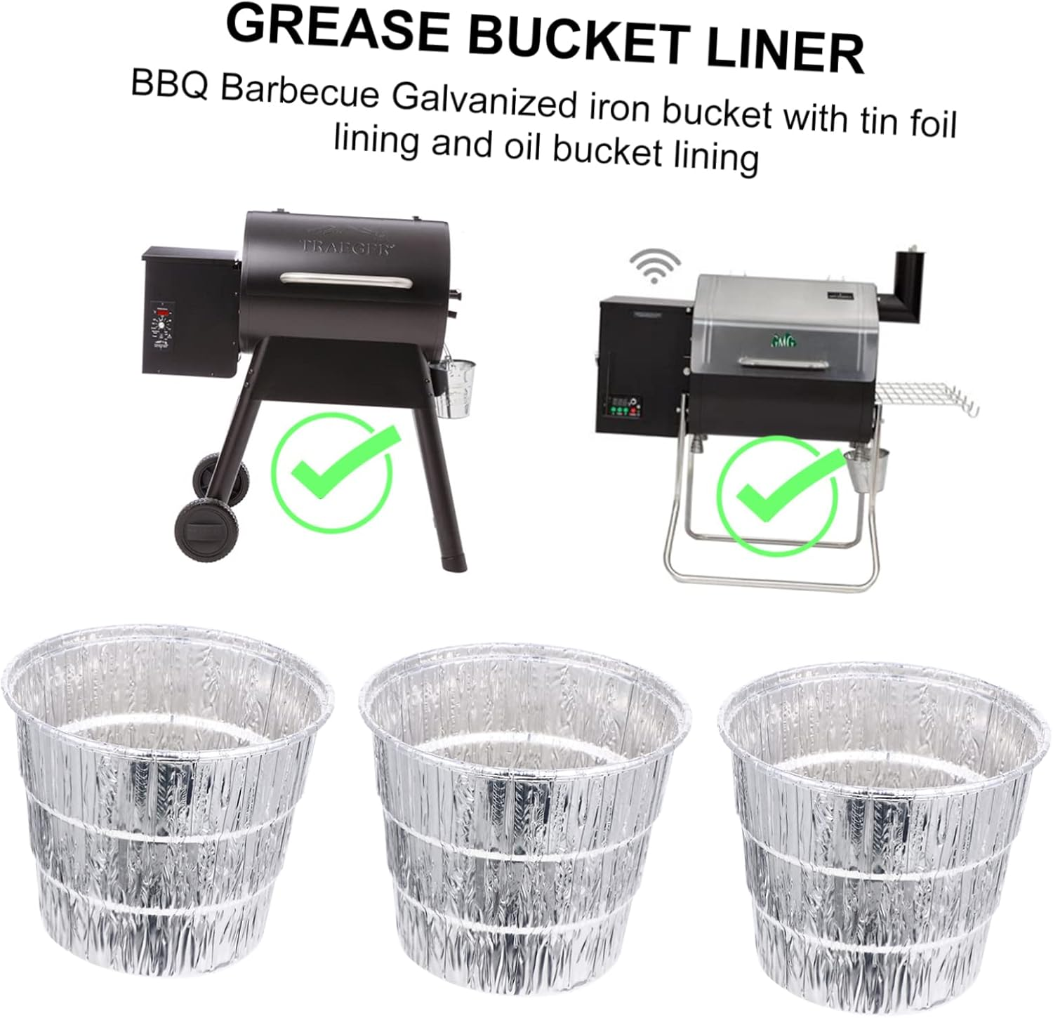 12Pcs Disposable BBQ Foil Lining for Grease Bucket Durable Galvanized Foil Liners for Pellet Grills Easy to Use Replace for Home Party Camping image number 4